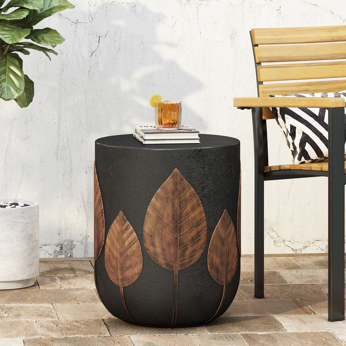 Outdoor Lightweight Concrete Side Table - Copper
