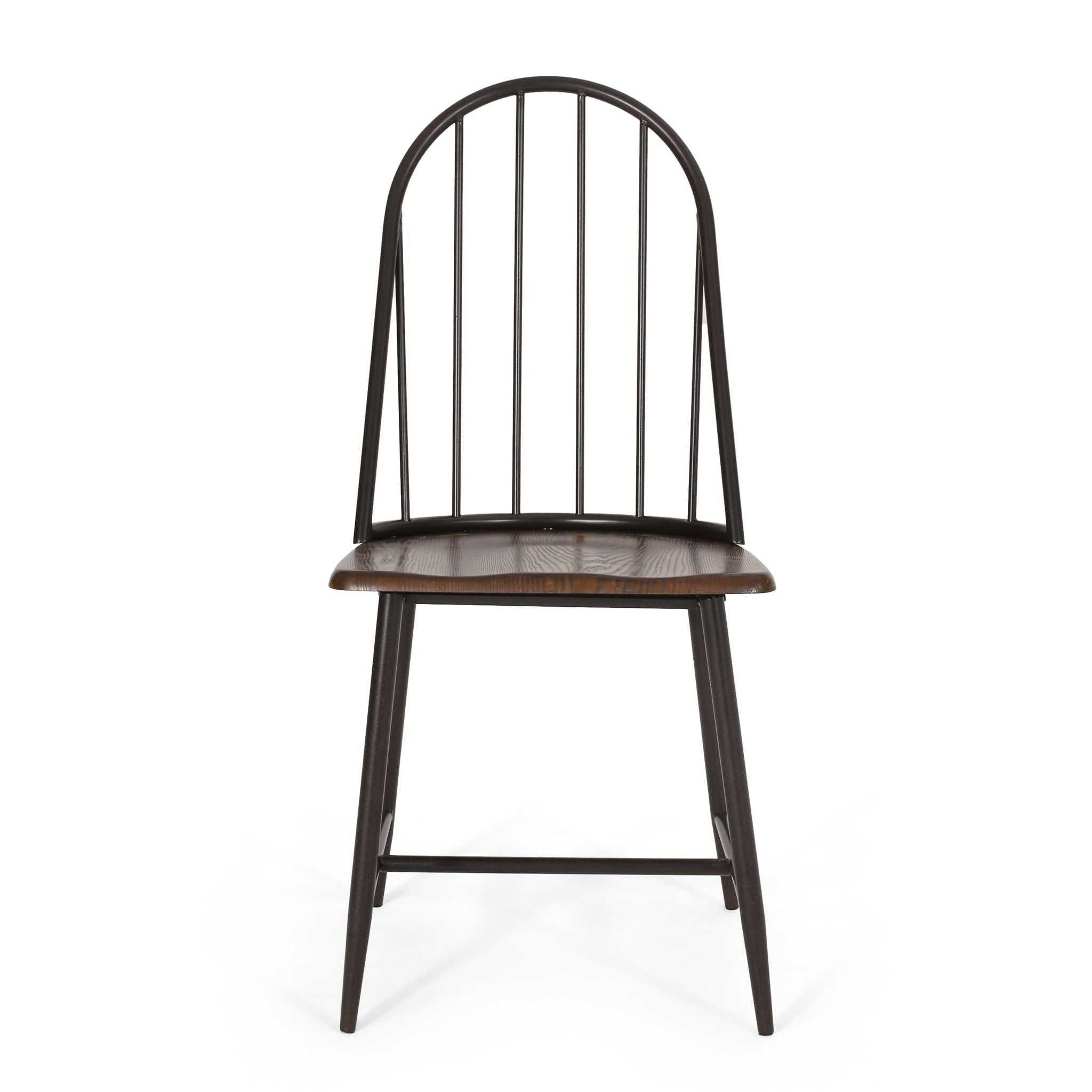 Rustic Farmhouse Style Dining Chair With Spindle Backrest - Dark Brown