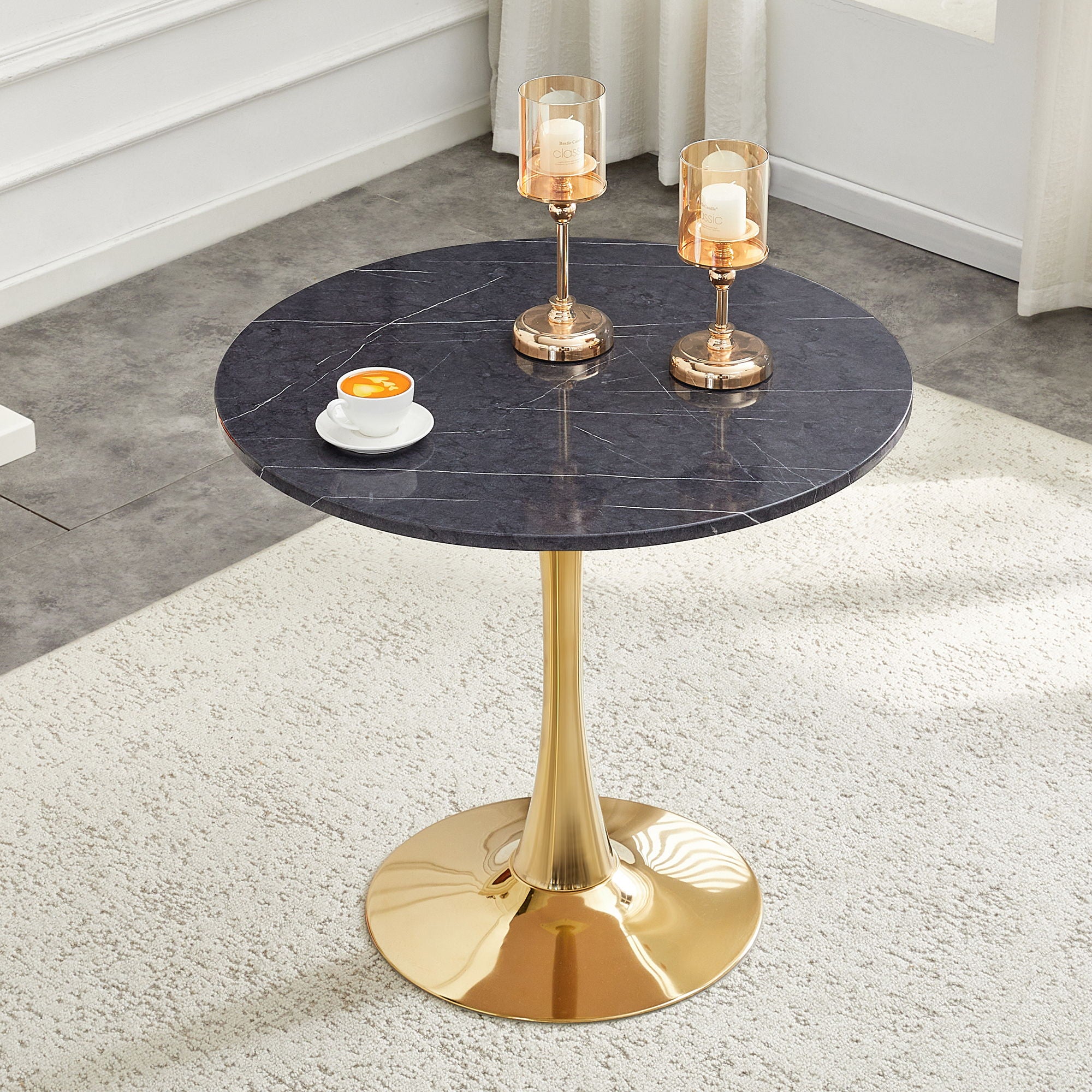 Round Dining Table & Thickened Top For Kitchen
