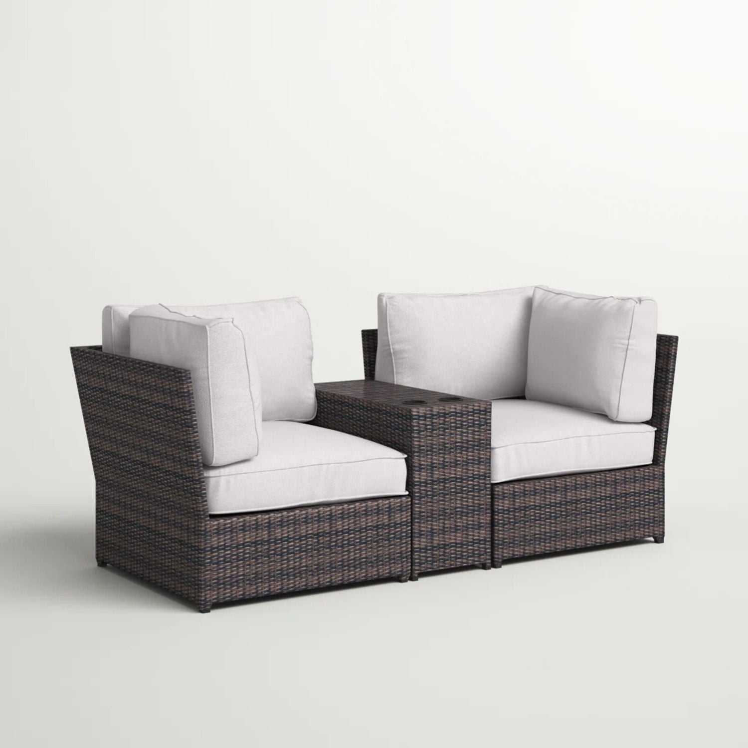 Outdoor Wicker Loveseat With Cushions