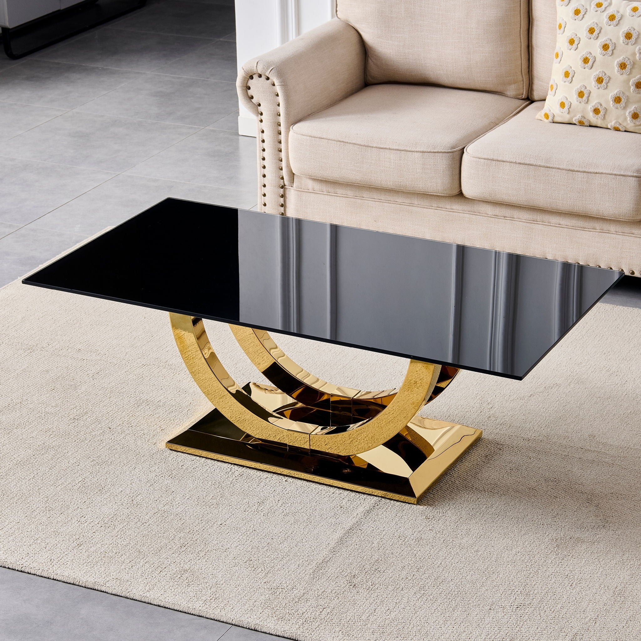Rectangular Coffee Table - Gold / Black