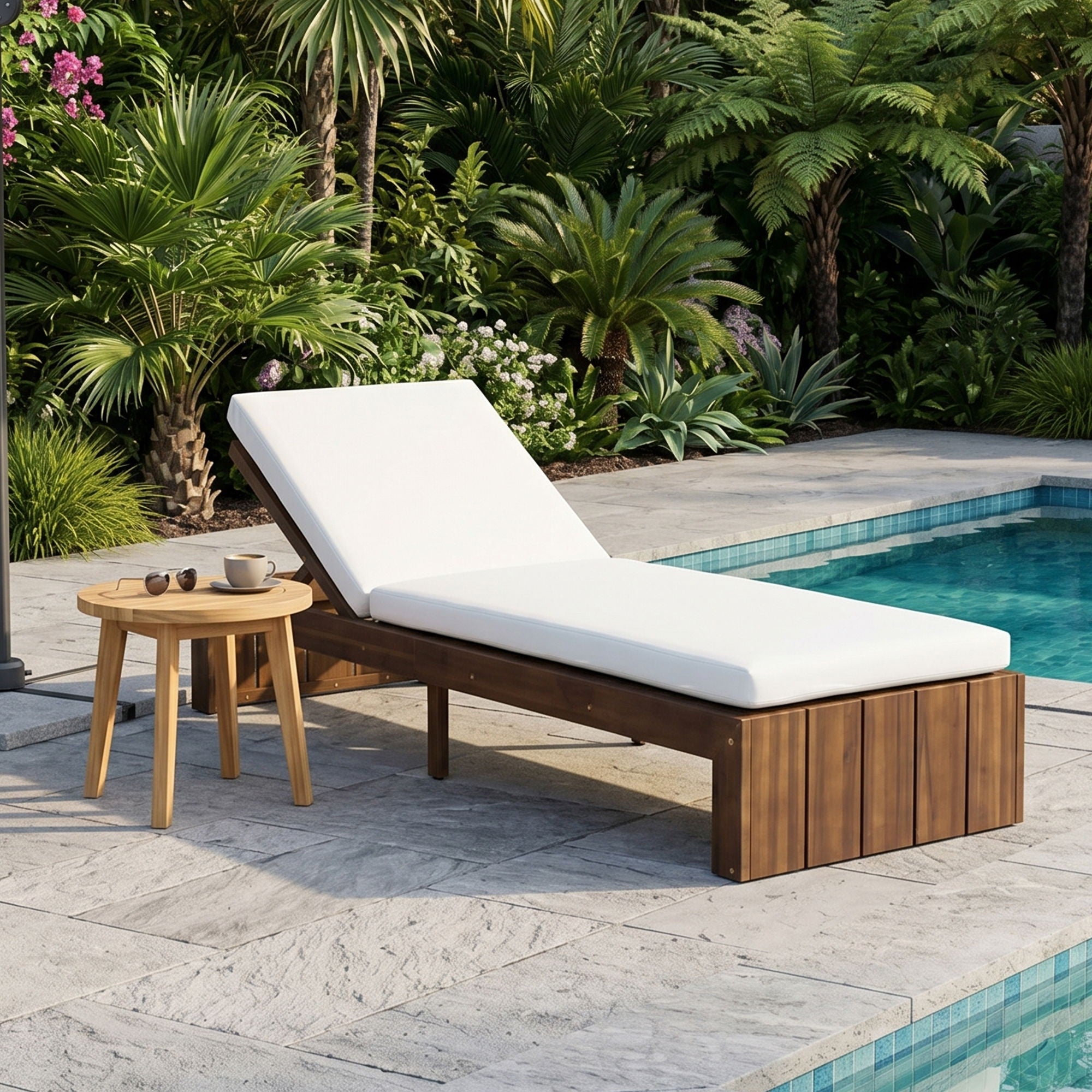 Adjustable Outdoor Chaise Lounge Patio Recliner With Removable Cushion