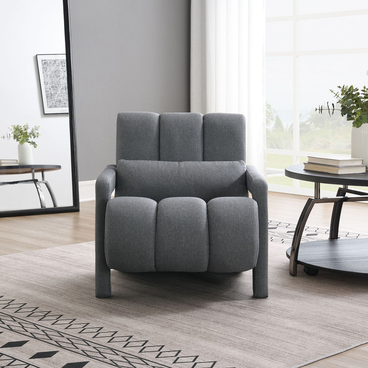 Modern Upholstered Accent Chair, Comfortable Fabric With A Pillow For Living Room
