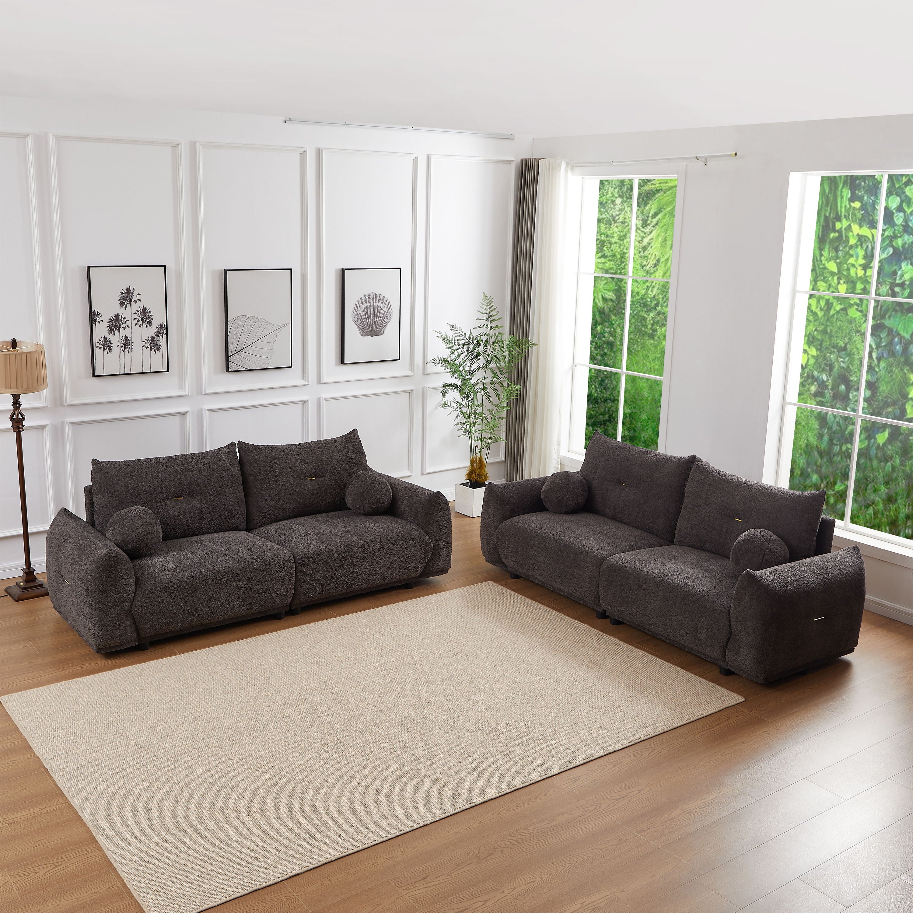2 Seater Cushion Comfortable Sofas With 2 Cushions And 2 Ball Pillows