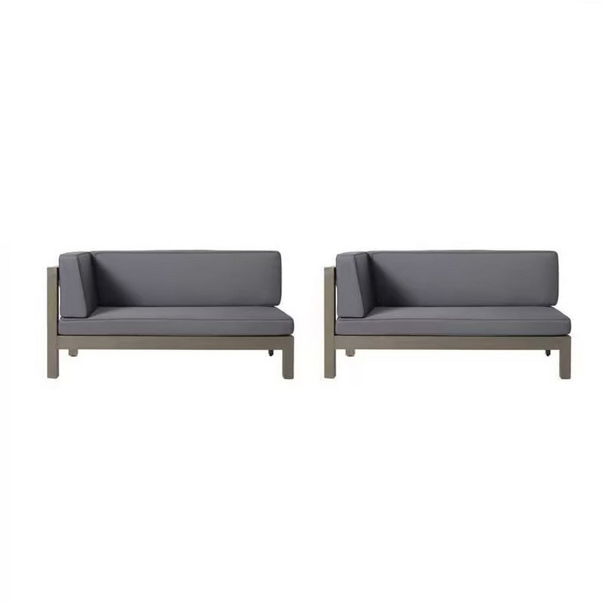 Aura - 2 Piece Outdoor Set With X Back Left Bench And Corner - Dark Gray