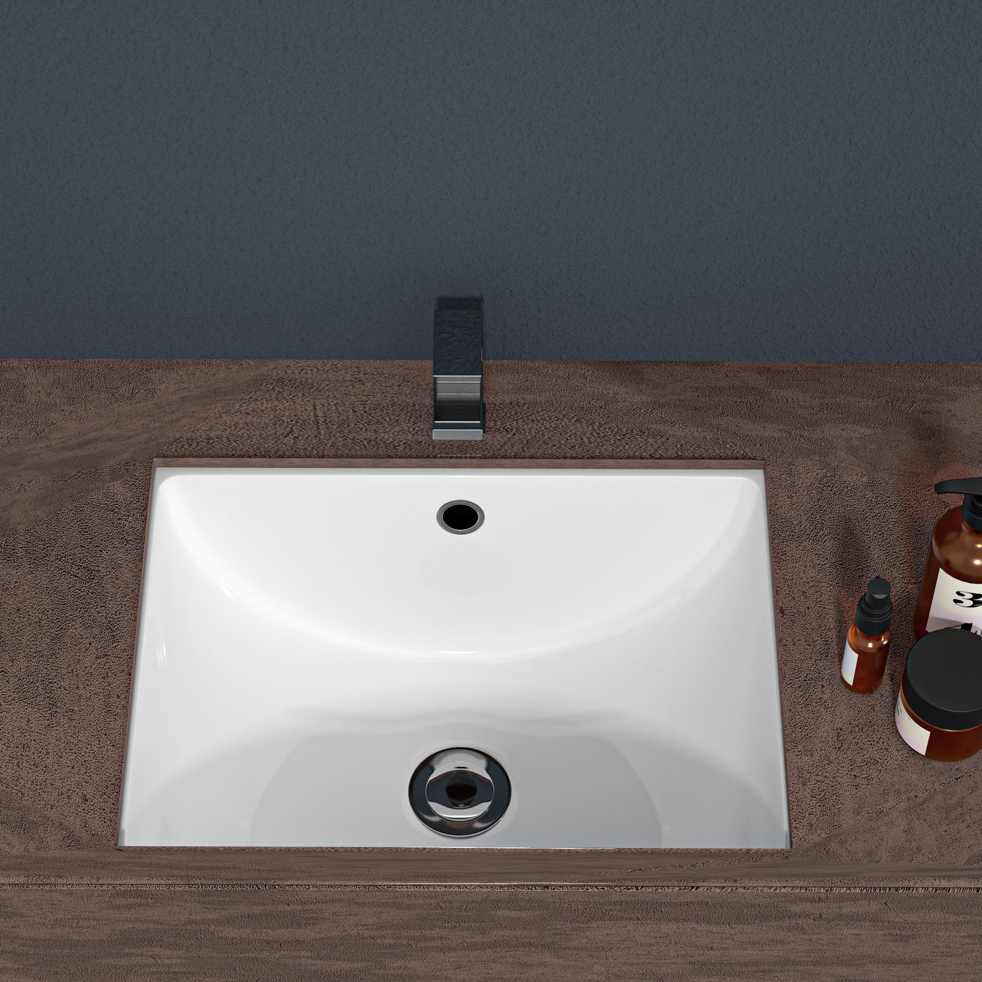 Modern Ceramic Undermount Bathroom Sink With Overflow, High Quality