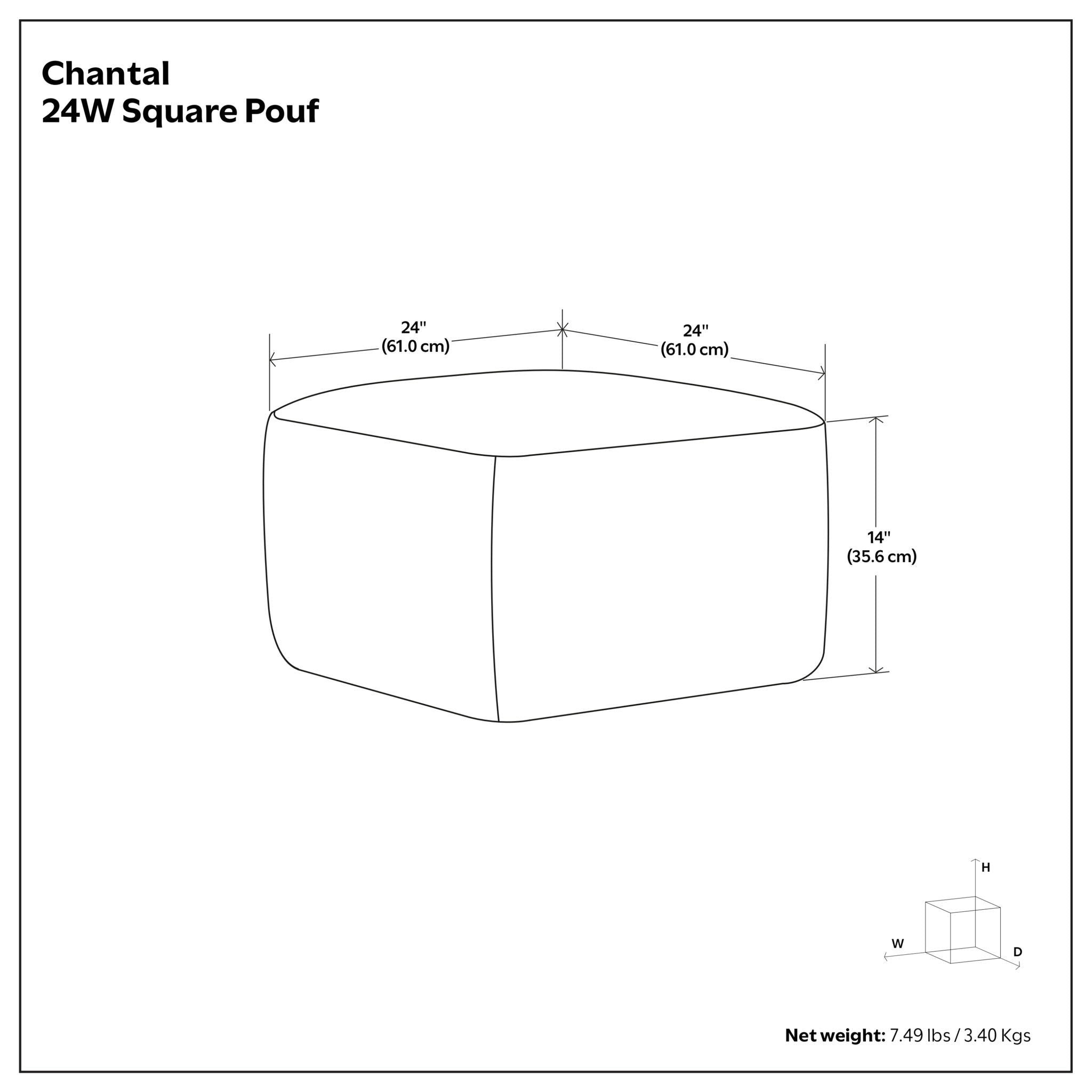 Chantal - Square Pouf - Ivory