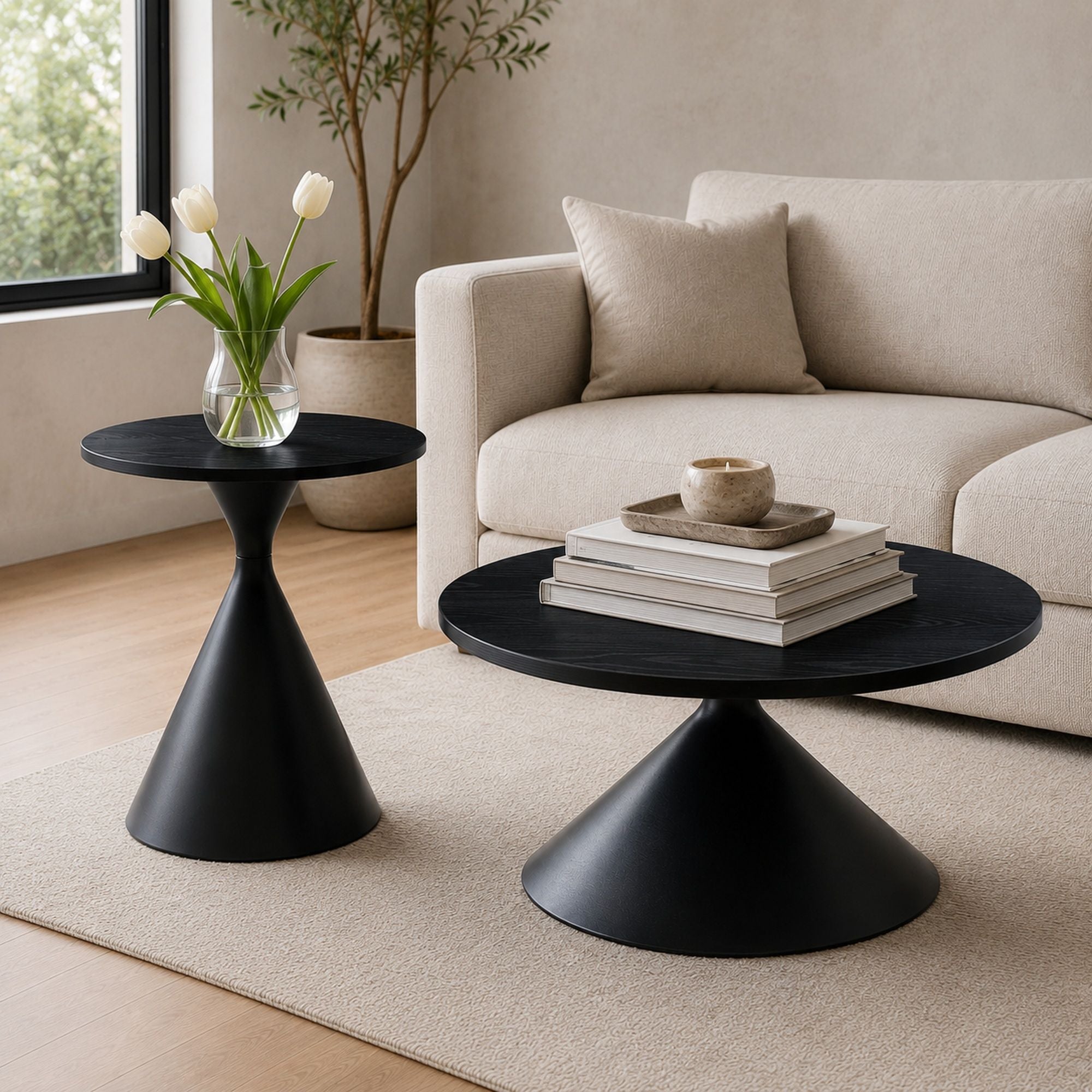 2 Piece Coffee Round Table Set