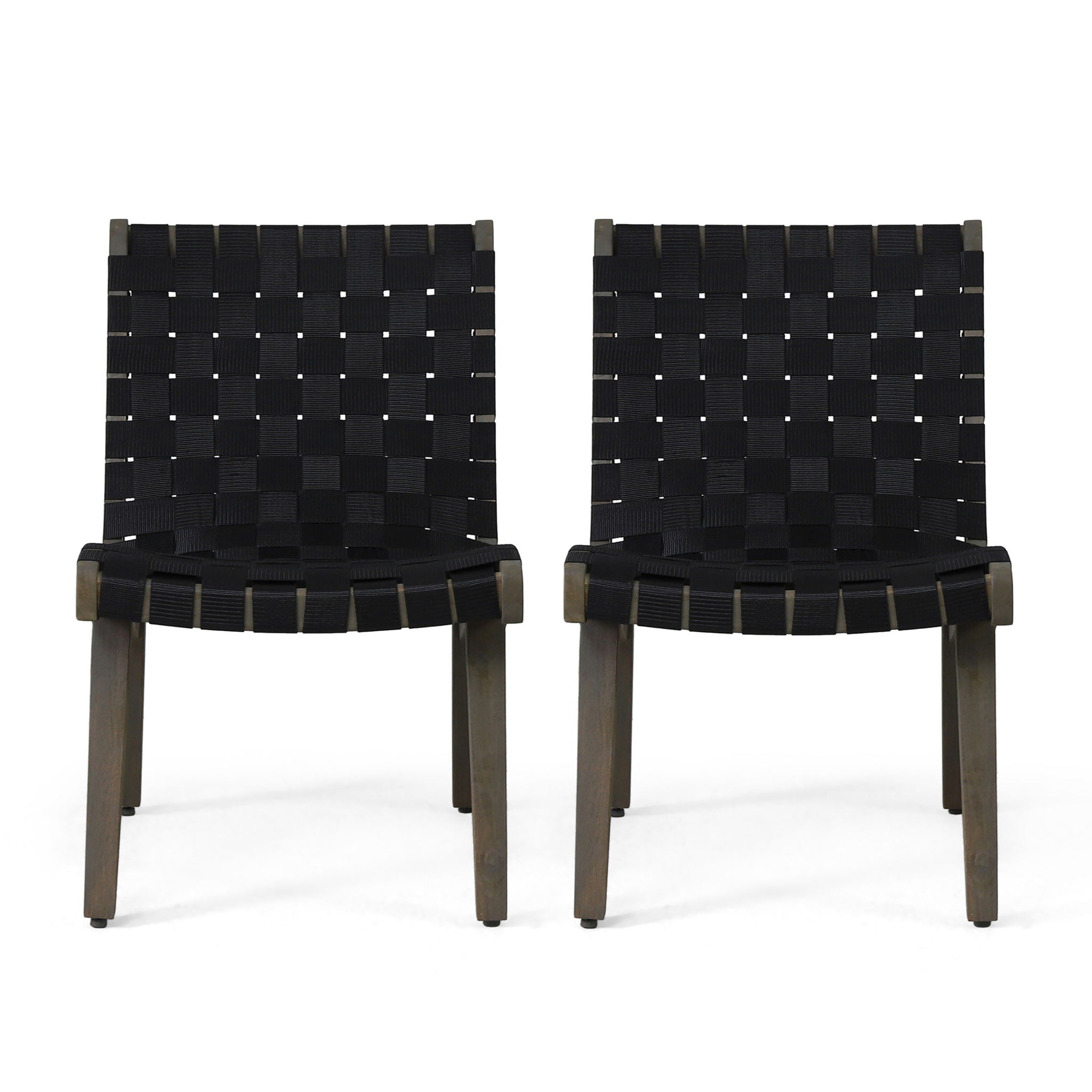 Lounge Chair With Stunning Rope Weave Design, (Set of 2) - Black