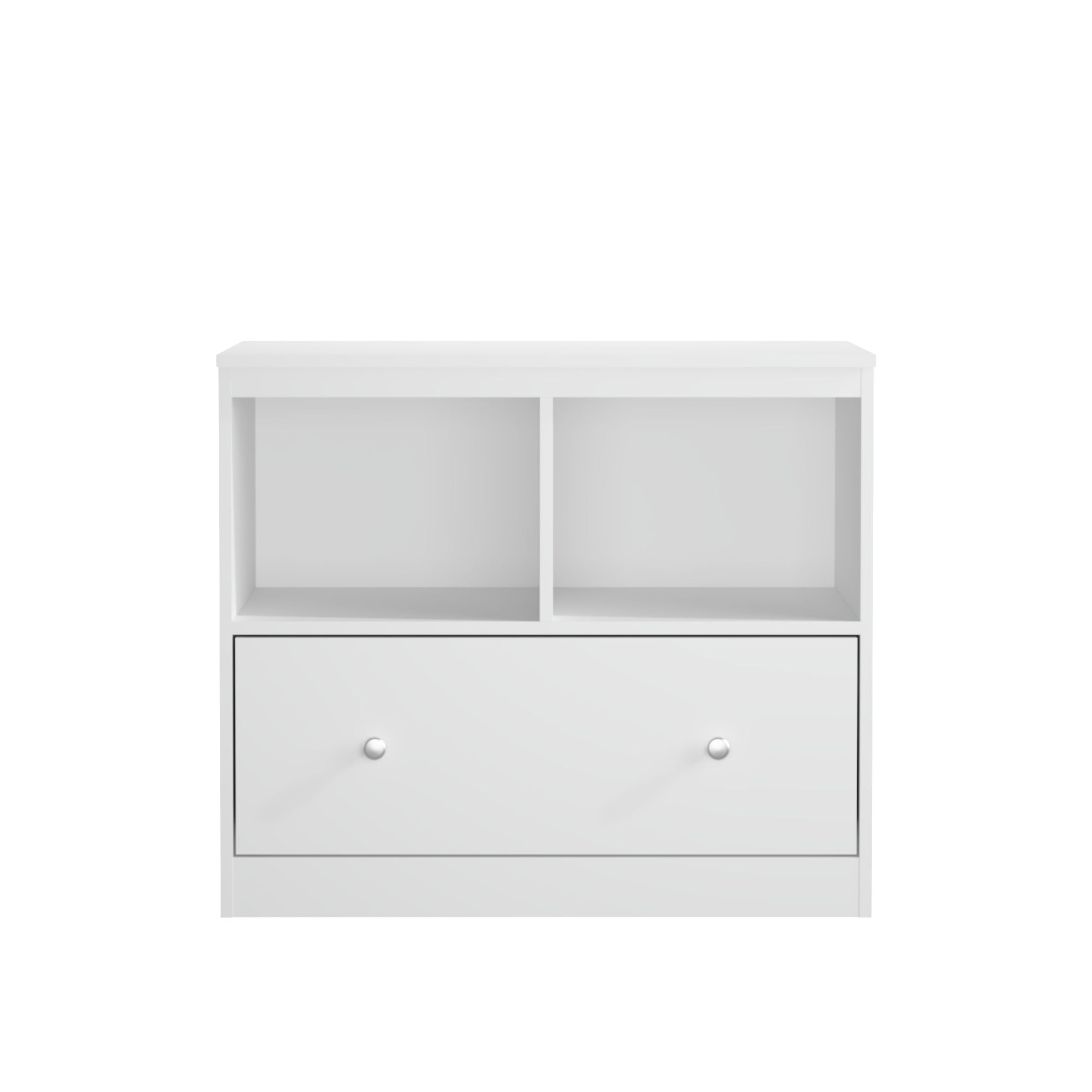 Toy Storage Organizer With Large Drawer And Low Bookshelf For Nursery & Playroom - White