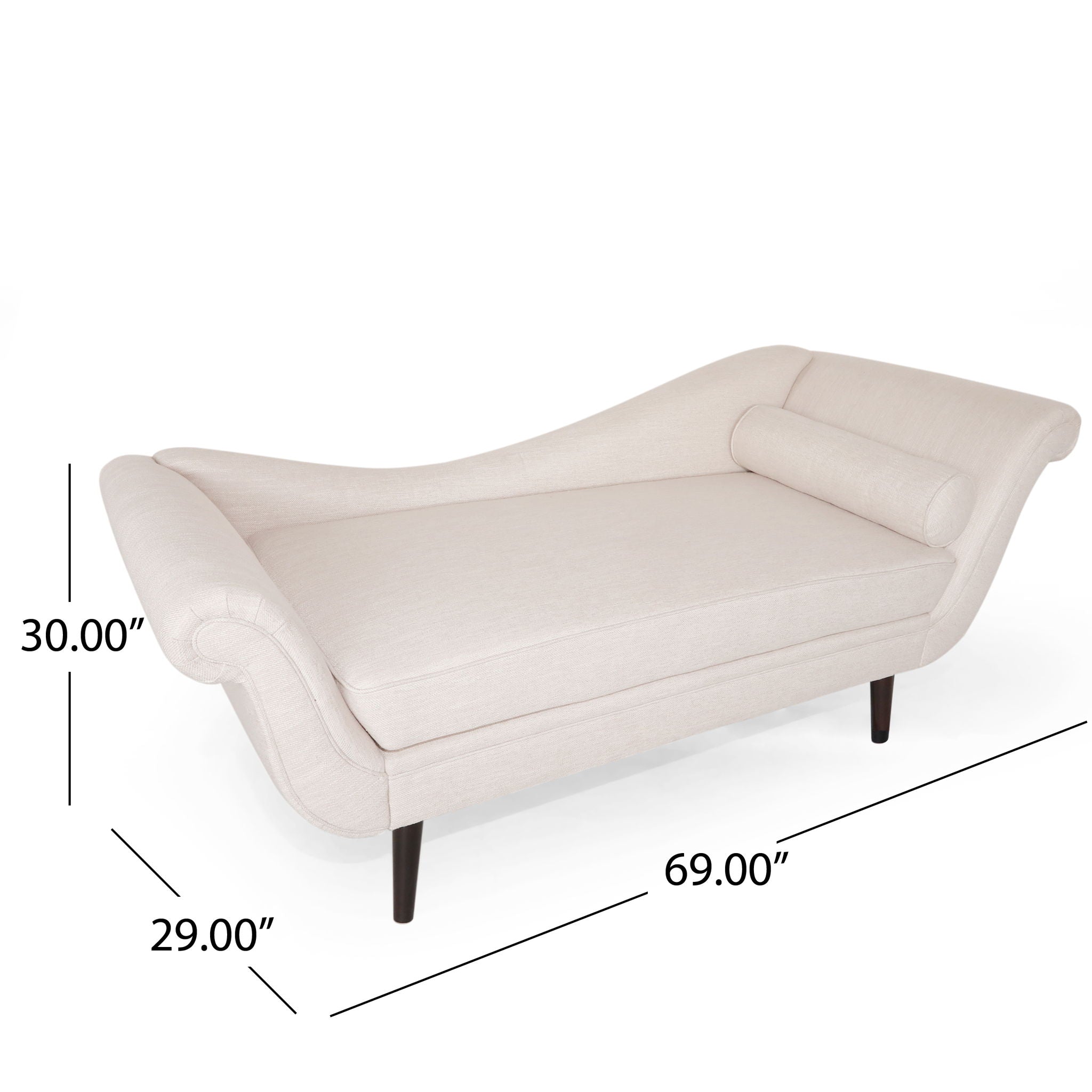 Auroral - Upholstered Chaise Lounge With Scrolled Arms And Tapered Legs