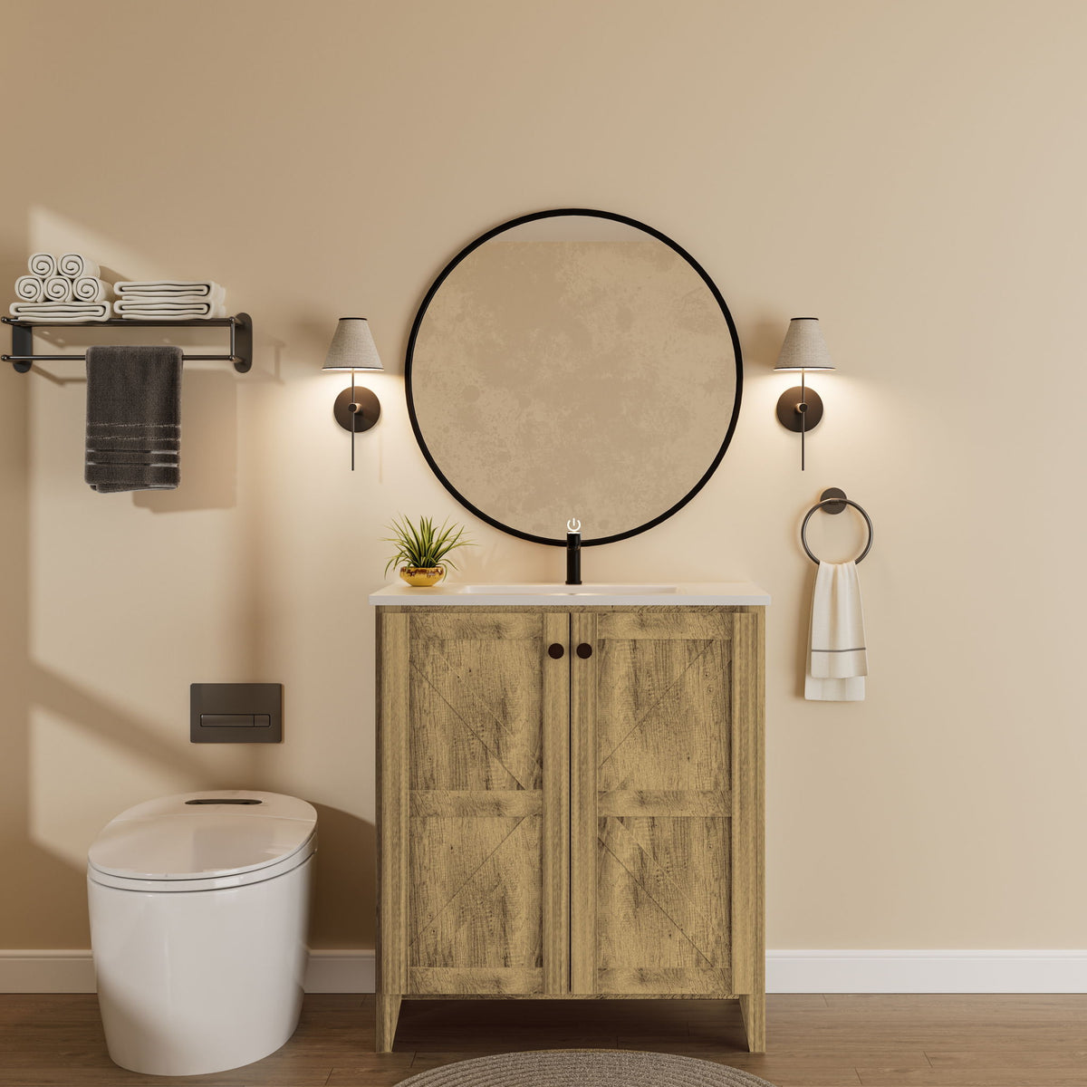 Folding Floor Cabinet With Sink - Antique Gray