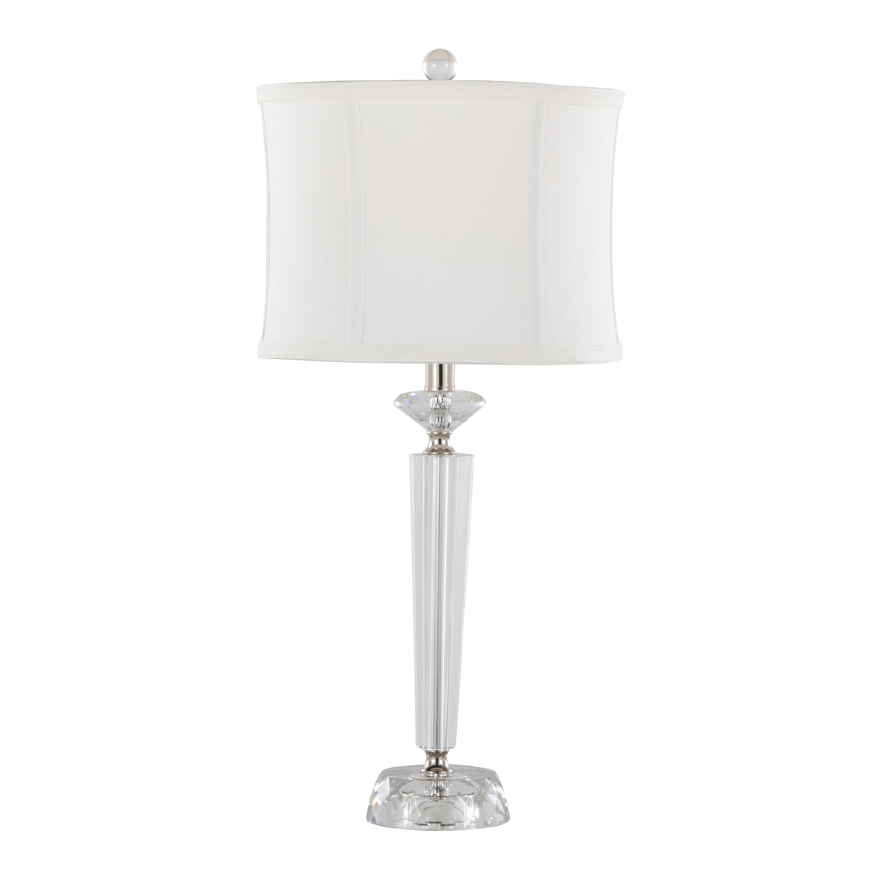 Diamond - Torch Contemporary Crystal Table Lamp (Set of 2) - Clear / Off White / Polished Nickel