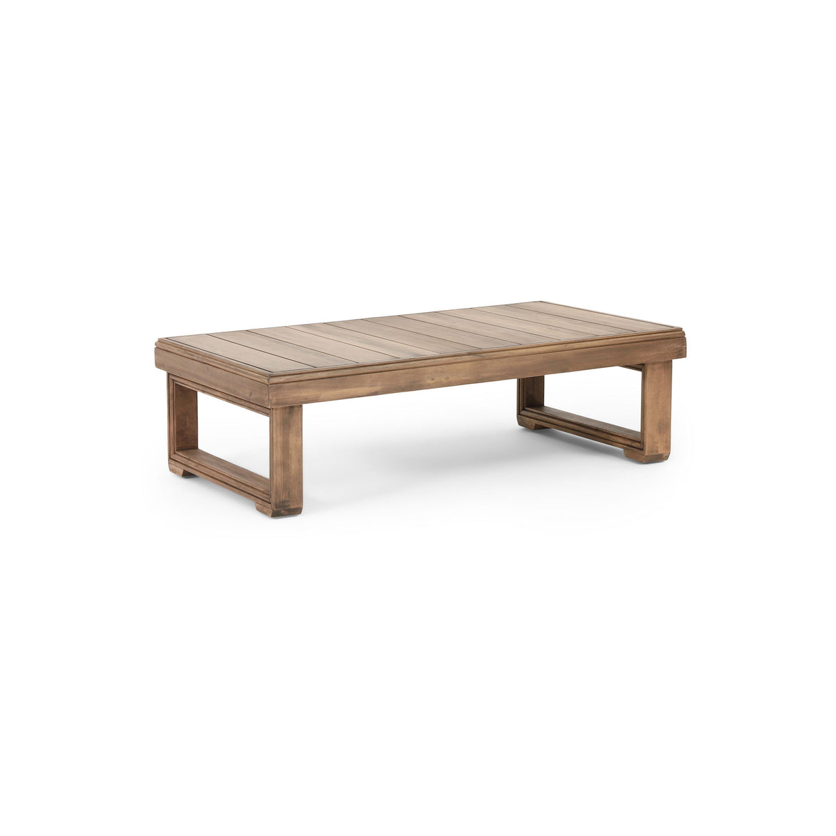 Outdoor Coffee Table With Slat Design And Sled Base - Brown