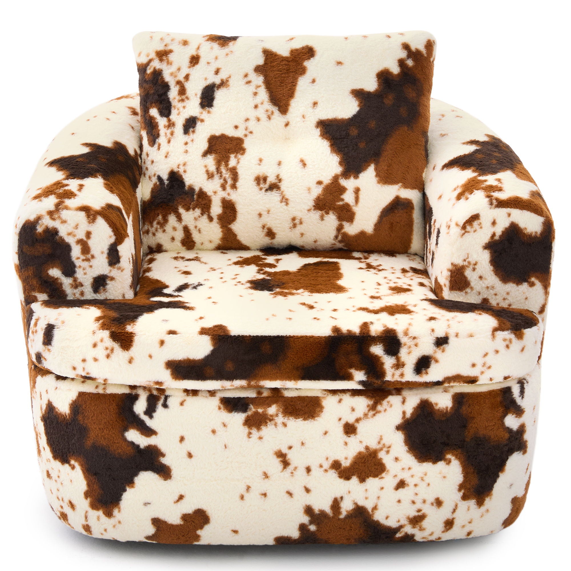 Modern Swivel Barrel Chair With Dual-Layer Cushion