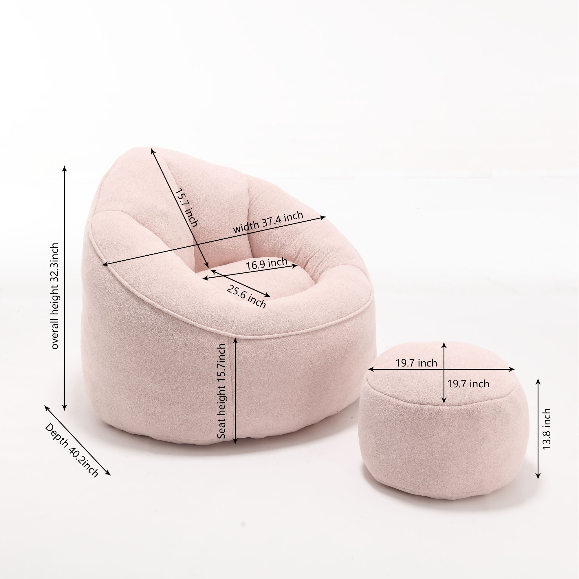 Bedding Bean Bag Sofa Chair High Pressure Foam Bean Bag Chair Adult Material With Padded Foam Padding Compressed Bean Bag With Footrest
