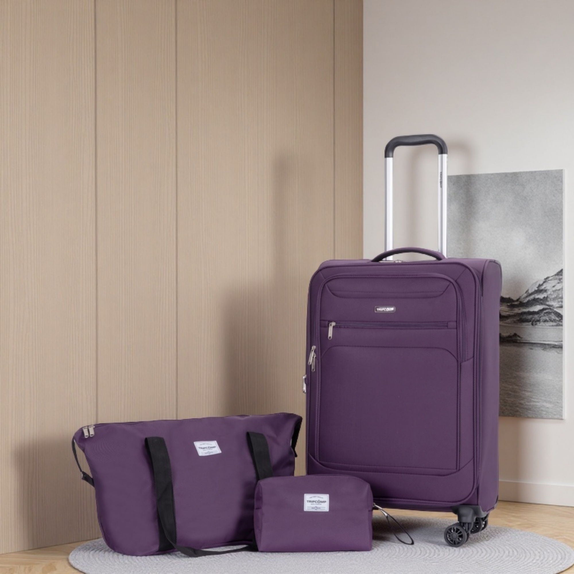 3 Piece Luggage Sets, Softshell Suitcase Spinner Wheels