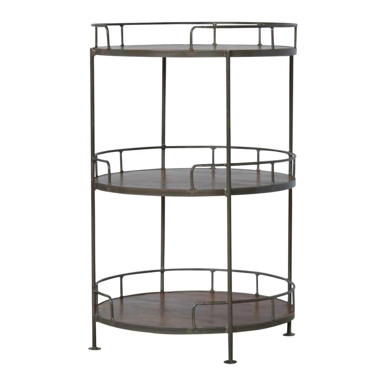 Industrial Round Butler Tray Table - Chestnut