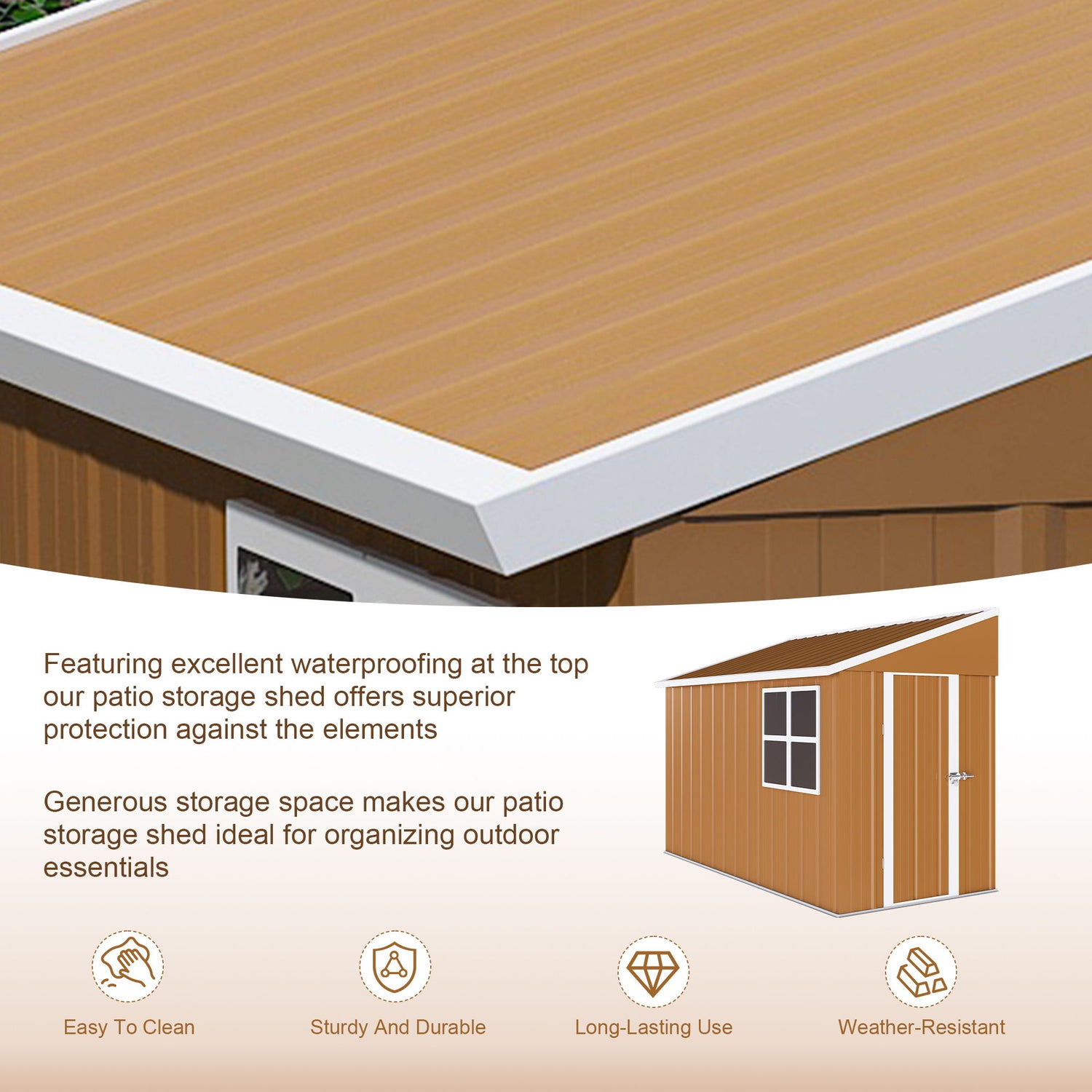 Weatherproof Storage Shed With Double Doors And Ventilation