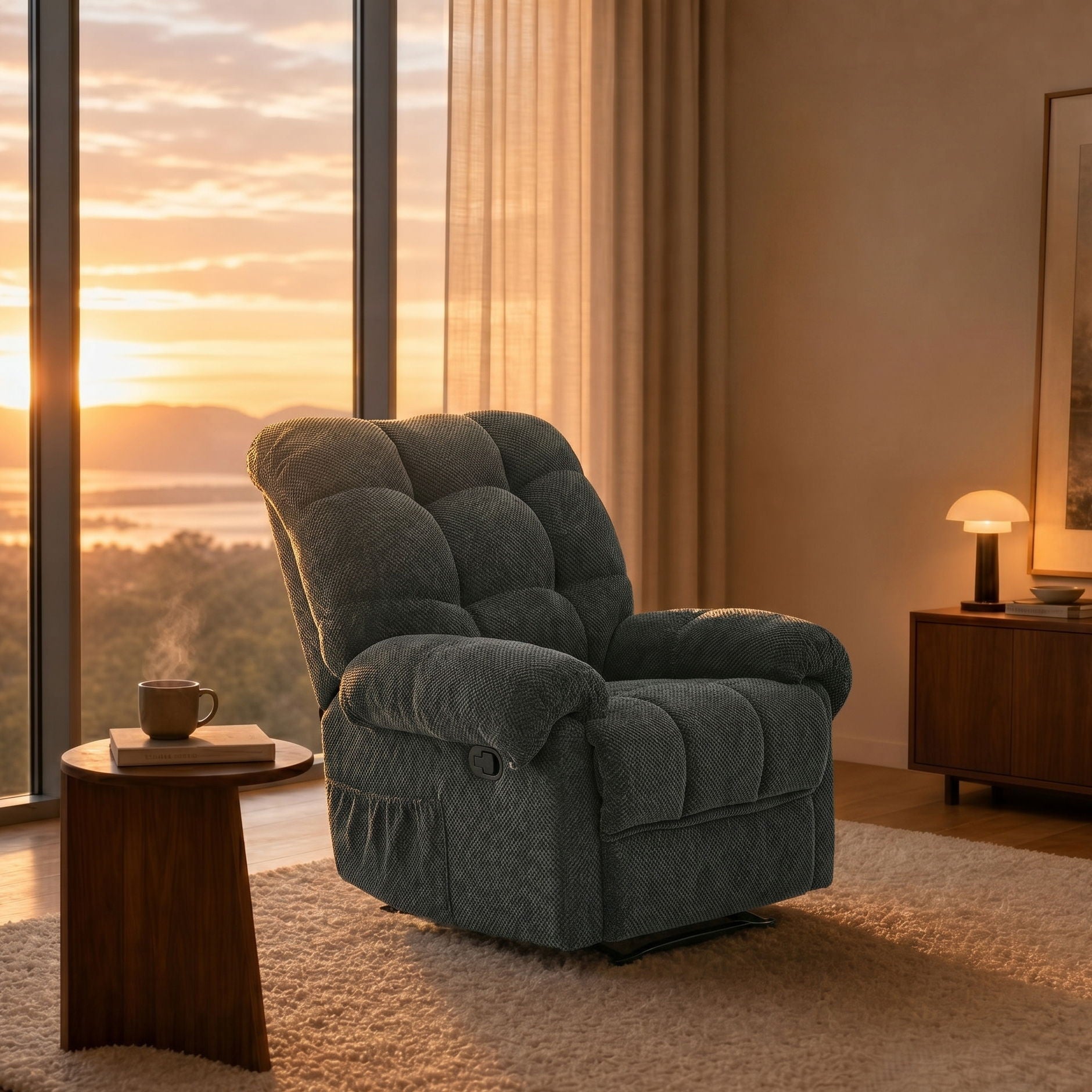 Manual Recliner, Padded Footrest