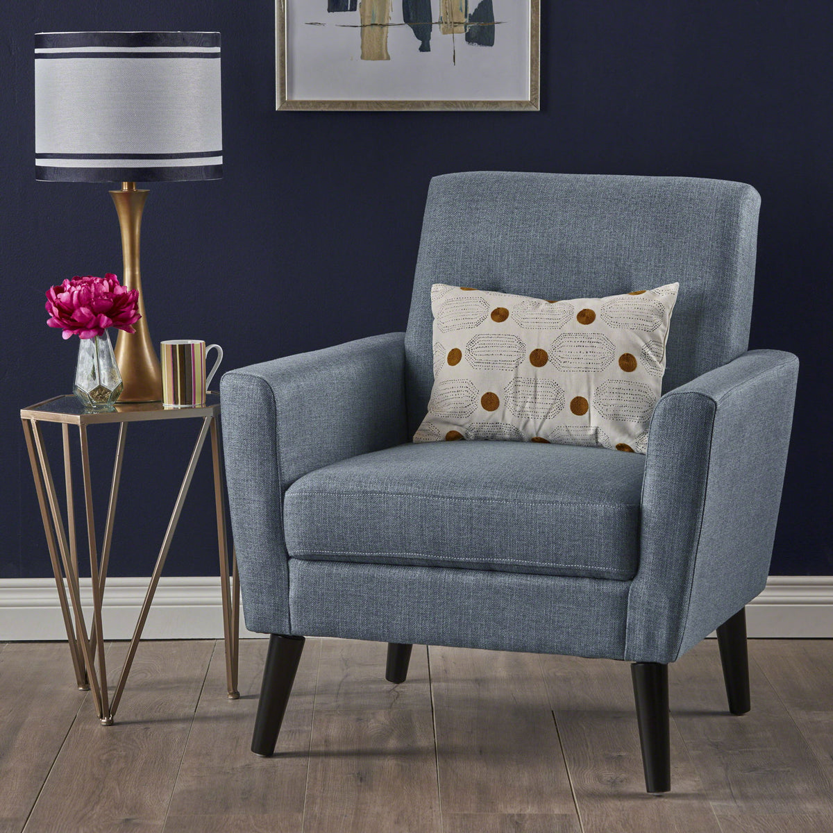 Radiantize - Upholstered Fabric Club Chair With Square-Off Back And Button Tufted