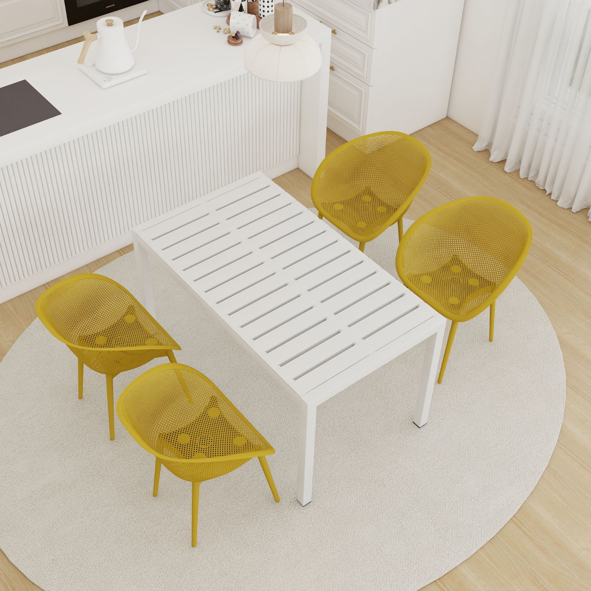 4 Pack Lounge Chair Set With Long Table