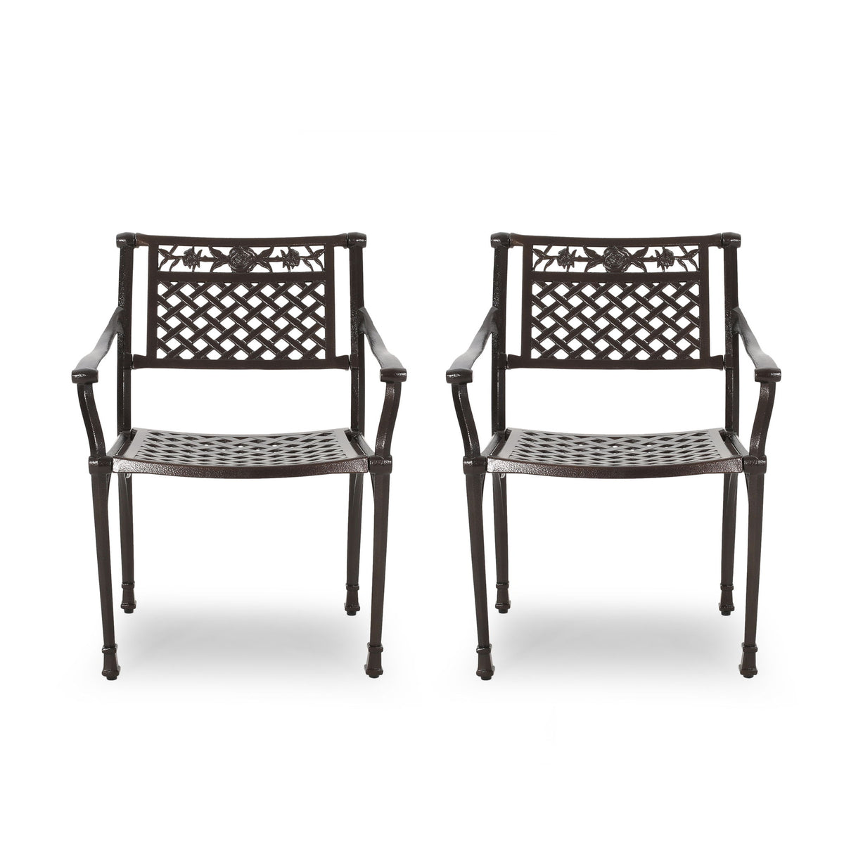 Cast Aluminum Dining Chair With Hand Crafted Details - Bronze