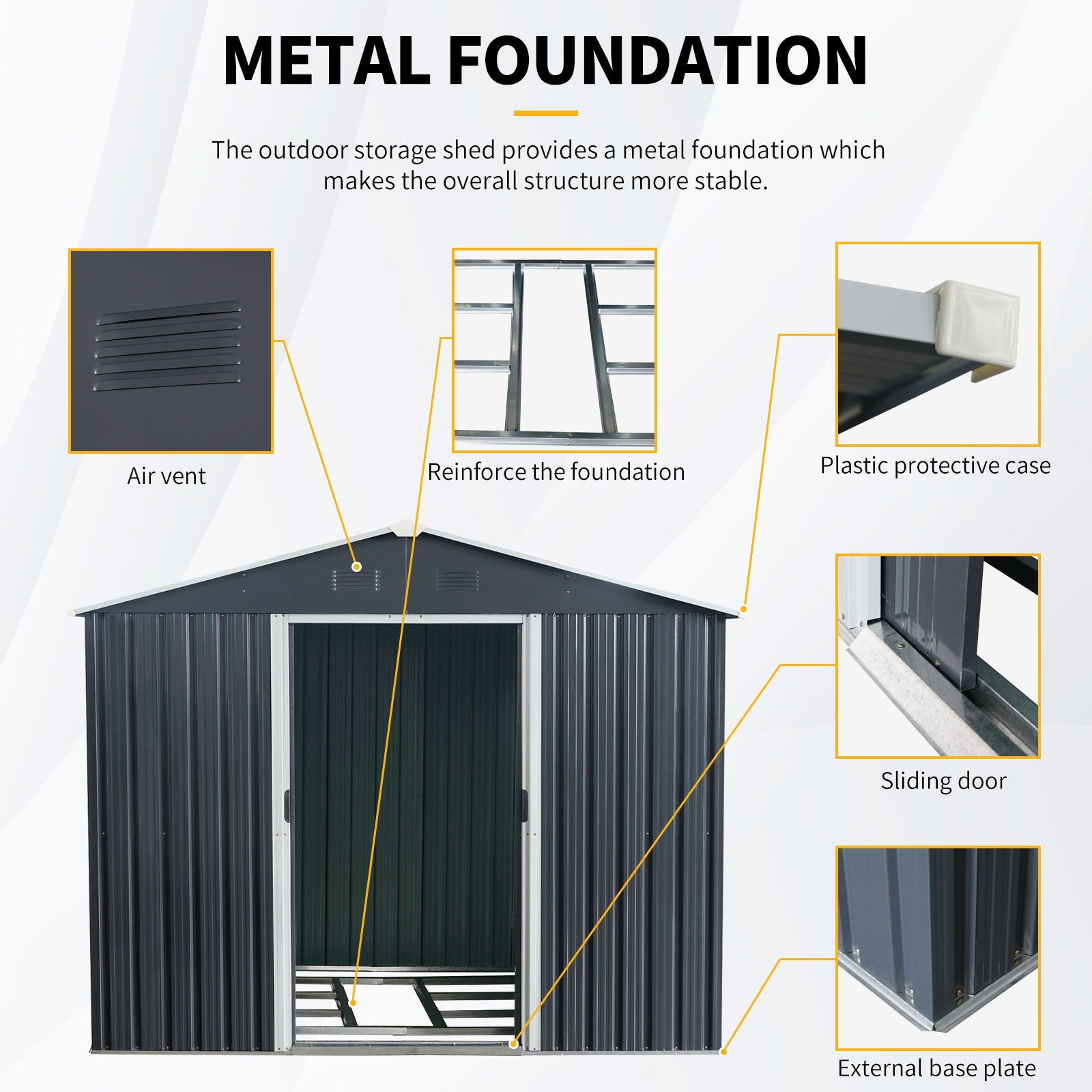 Outdoor Metal Storage Shed With Floor Base