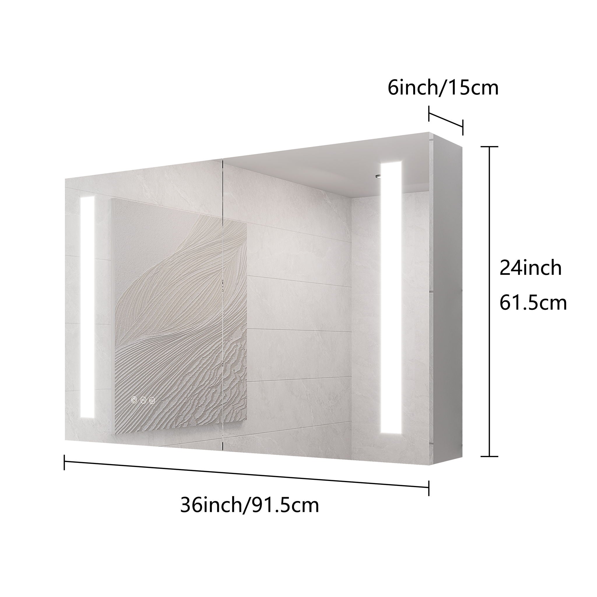 LED Medicine Cabinet With Mirror, Double Door With Defogger, Dimmer, Surface Mount