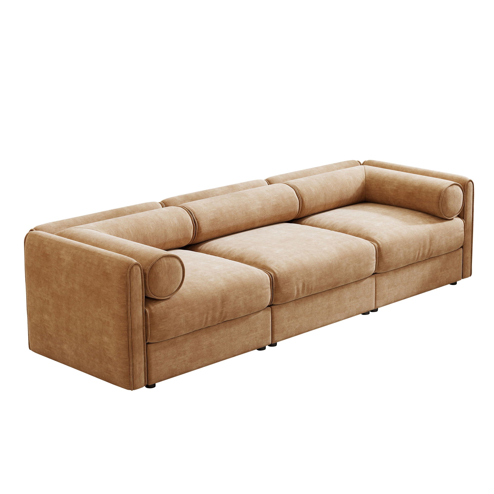 Stylish Sofa With Storage Seat And Cylindrical Backrest