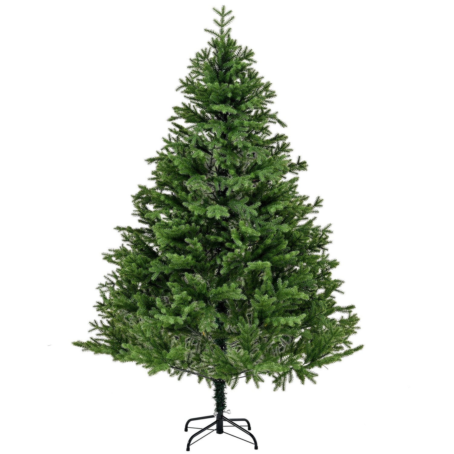 7Ft Spruce Full Christmas Tree Unlit With Hinged Branches And Foldable Stand - Green