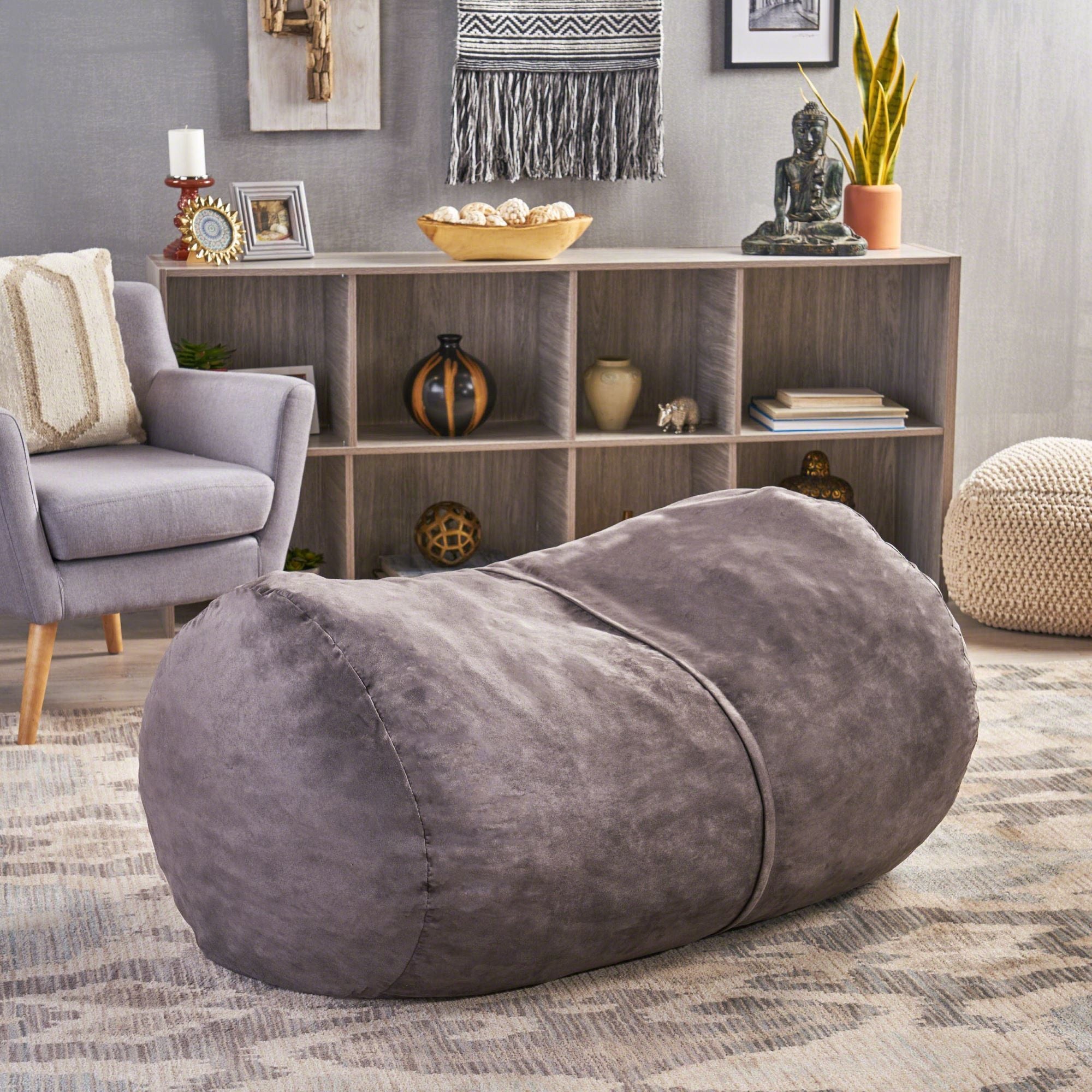Michael - Modern Cylindrical Suede Bean Bag Chair