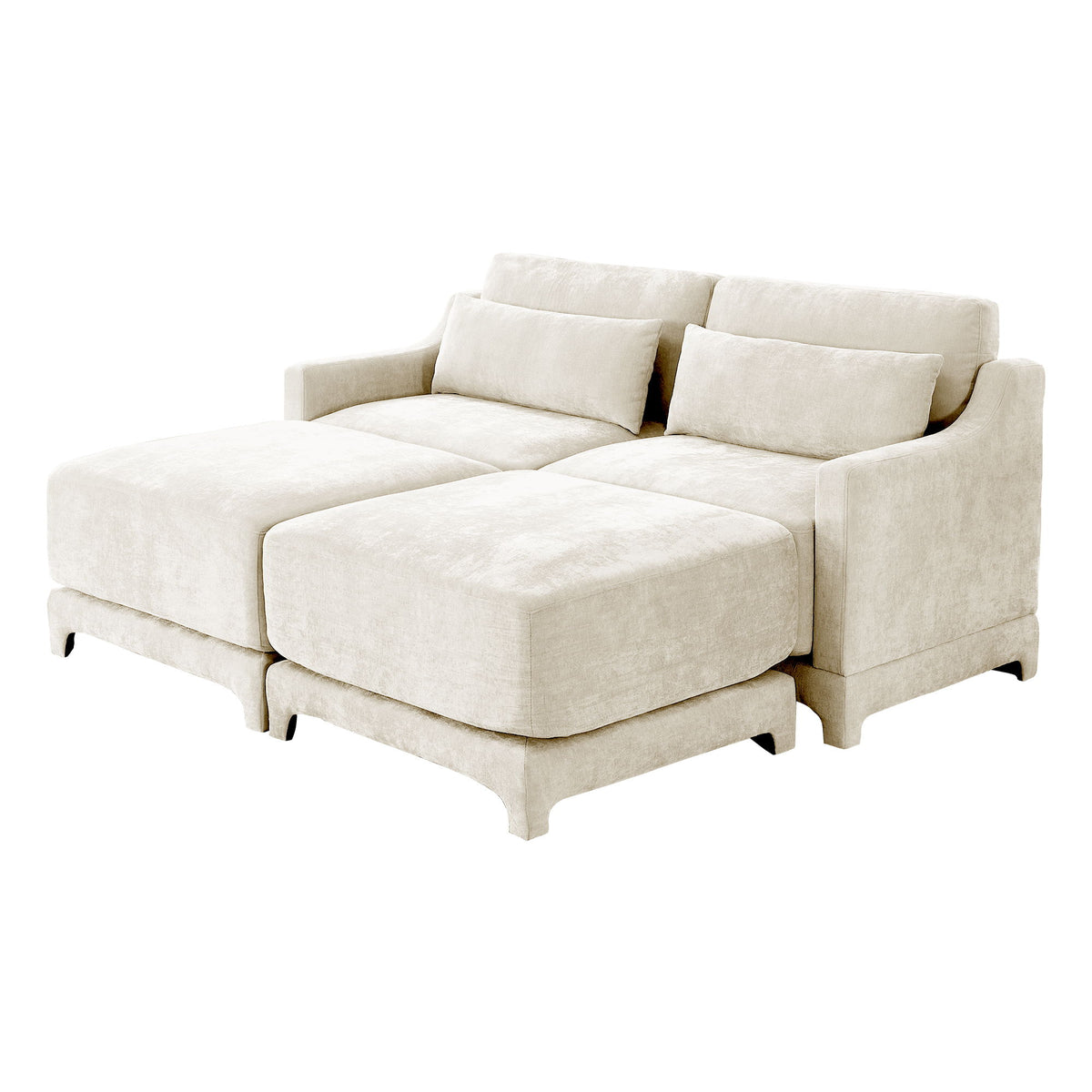 Stylish Sofa With Ottoman And Lumbar Pillows, Ergonomic Design