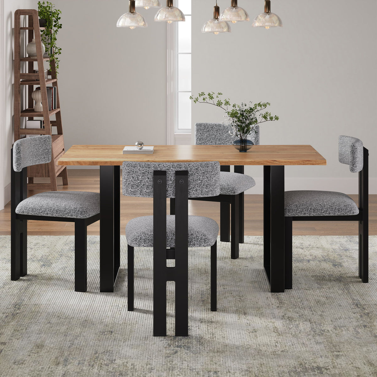 Modern Upholstered Armless Dining Chairs With Metal Legs