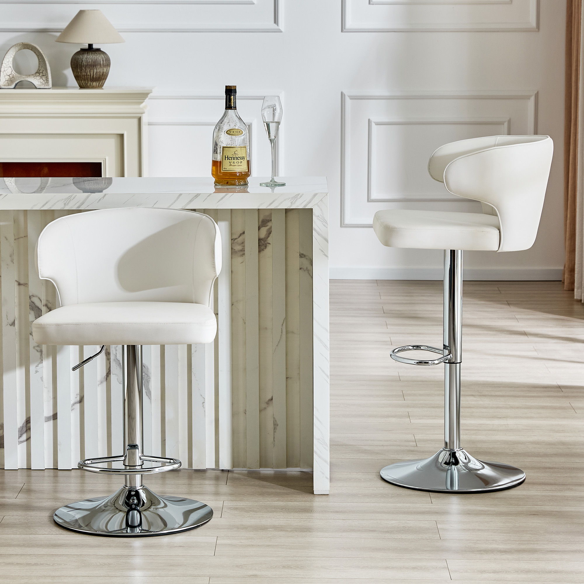 Adjustable Swivel Bar Chair With Ergonomic High Back Design