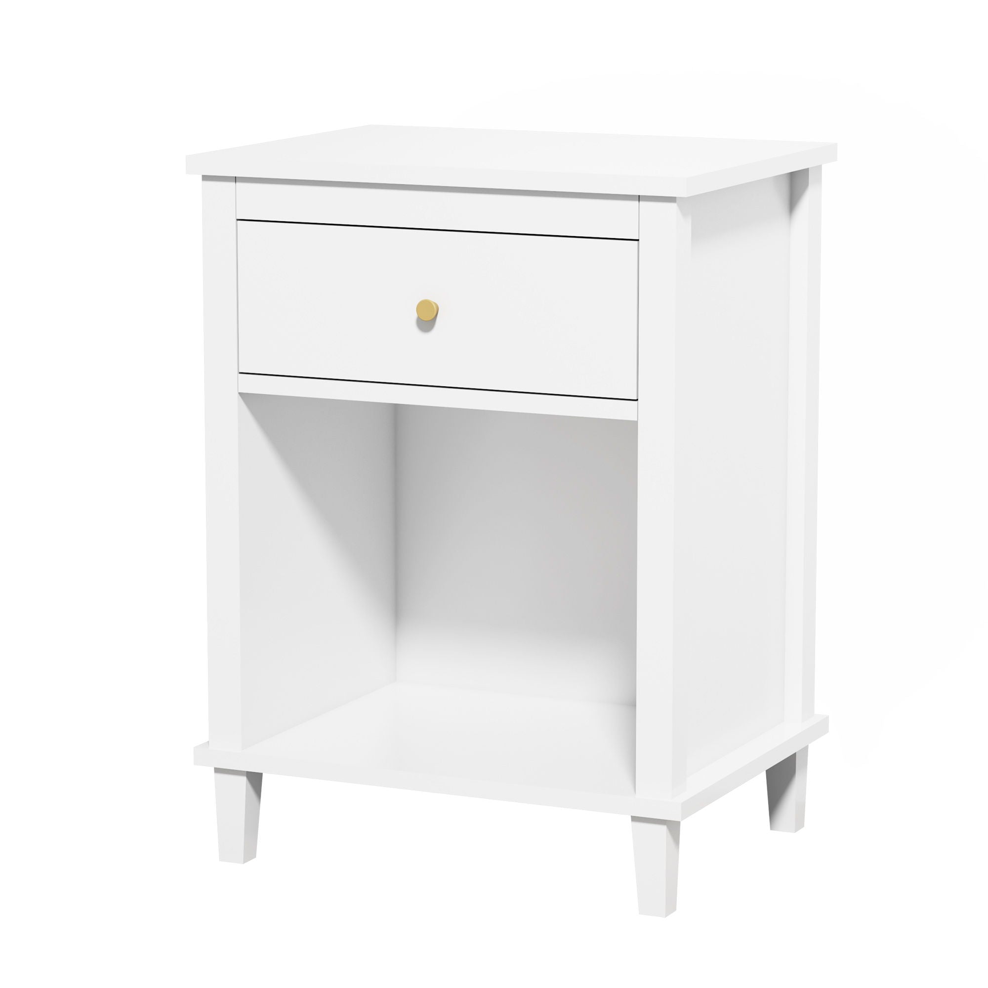 Nightstand & 1 Drawer And 1 Shelf - White