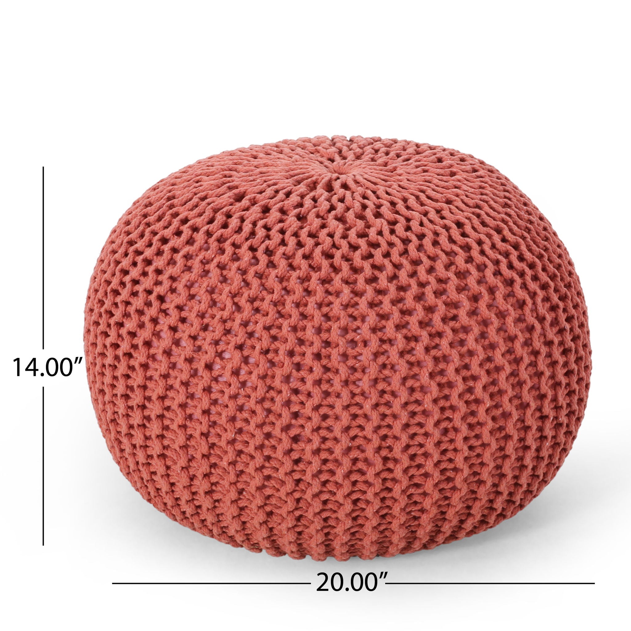 Bordeaux - Knitted Round Pouf Ottoman, Floor Cushion