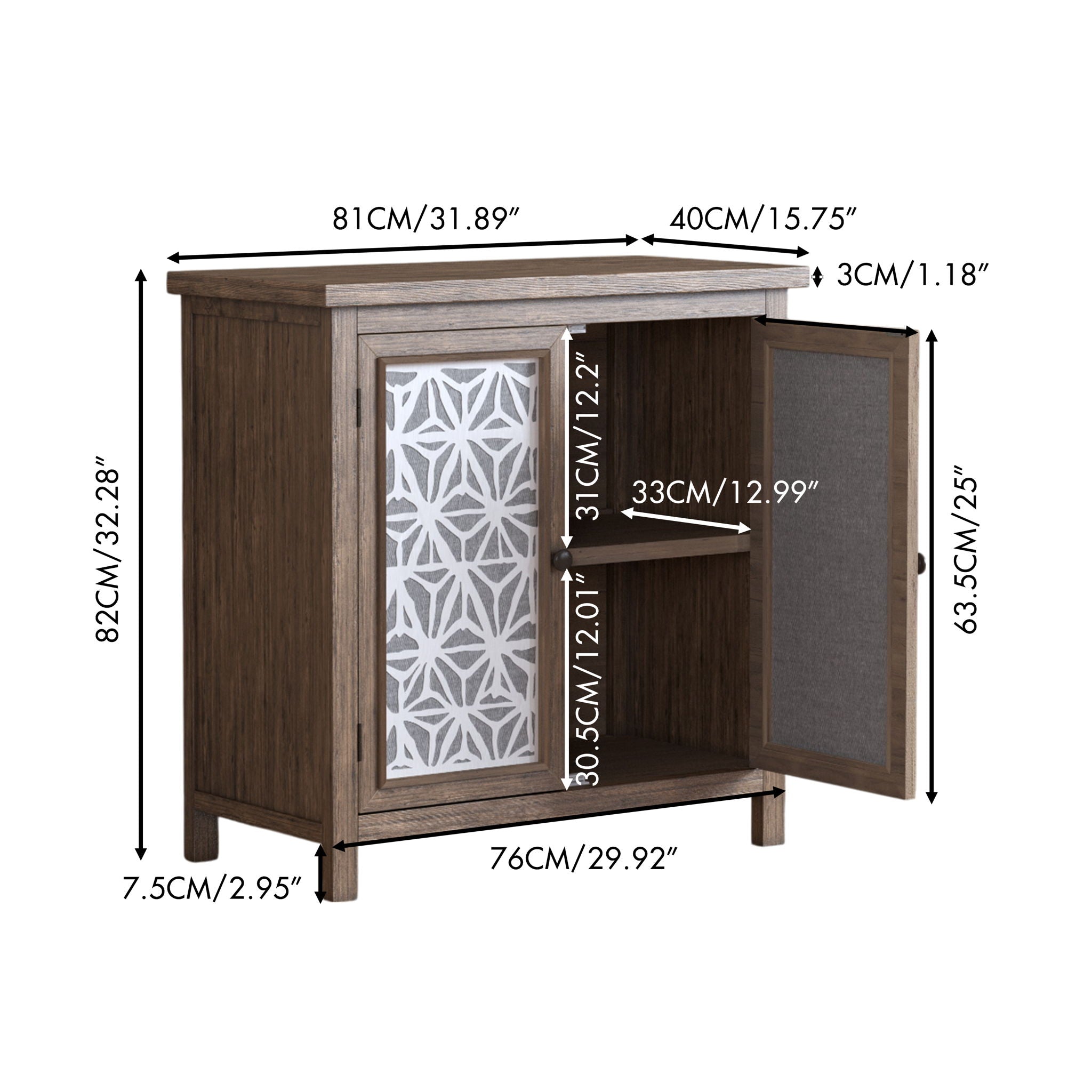 Storage Cabinet, Organizer - Brown Antique White