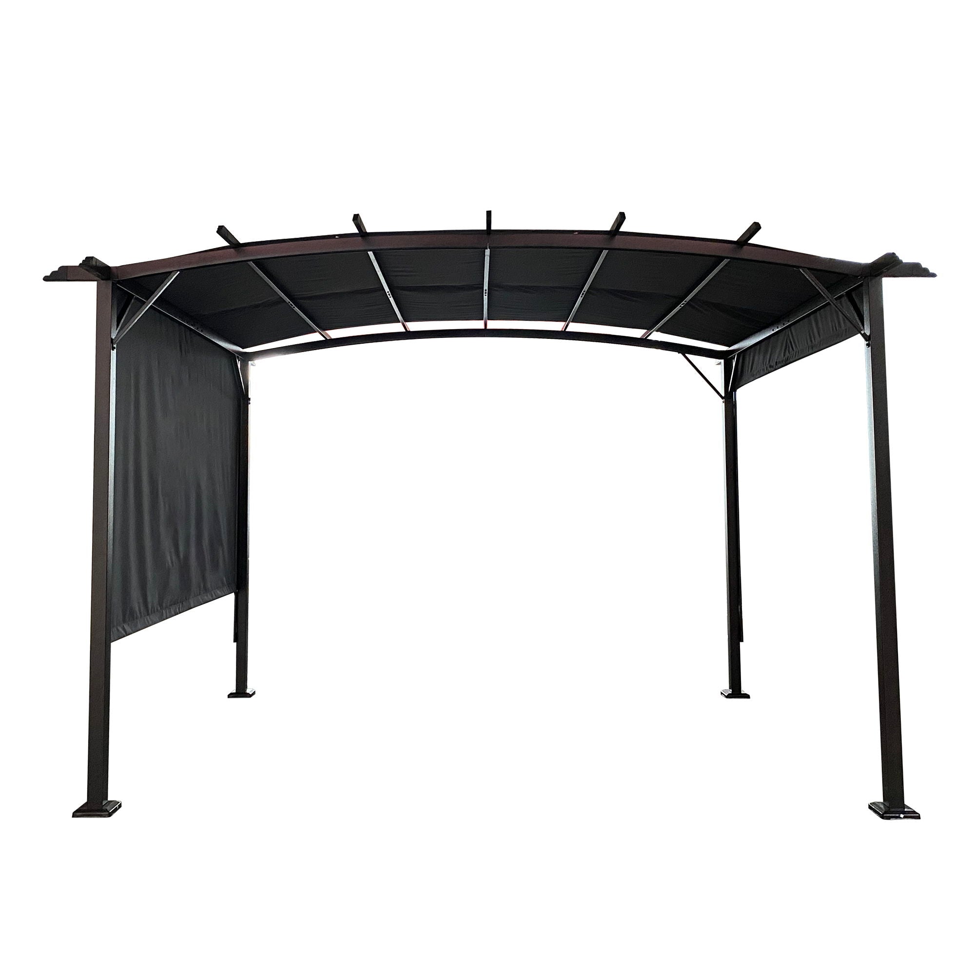 Outdoor Patio Pergola Gazebo - Steel Frame Sun Shelter With Retractable Canopy