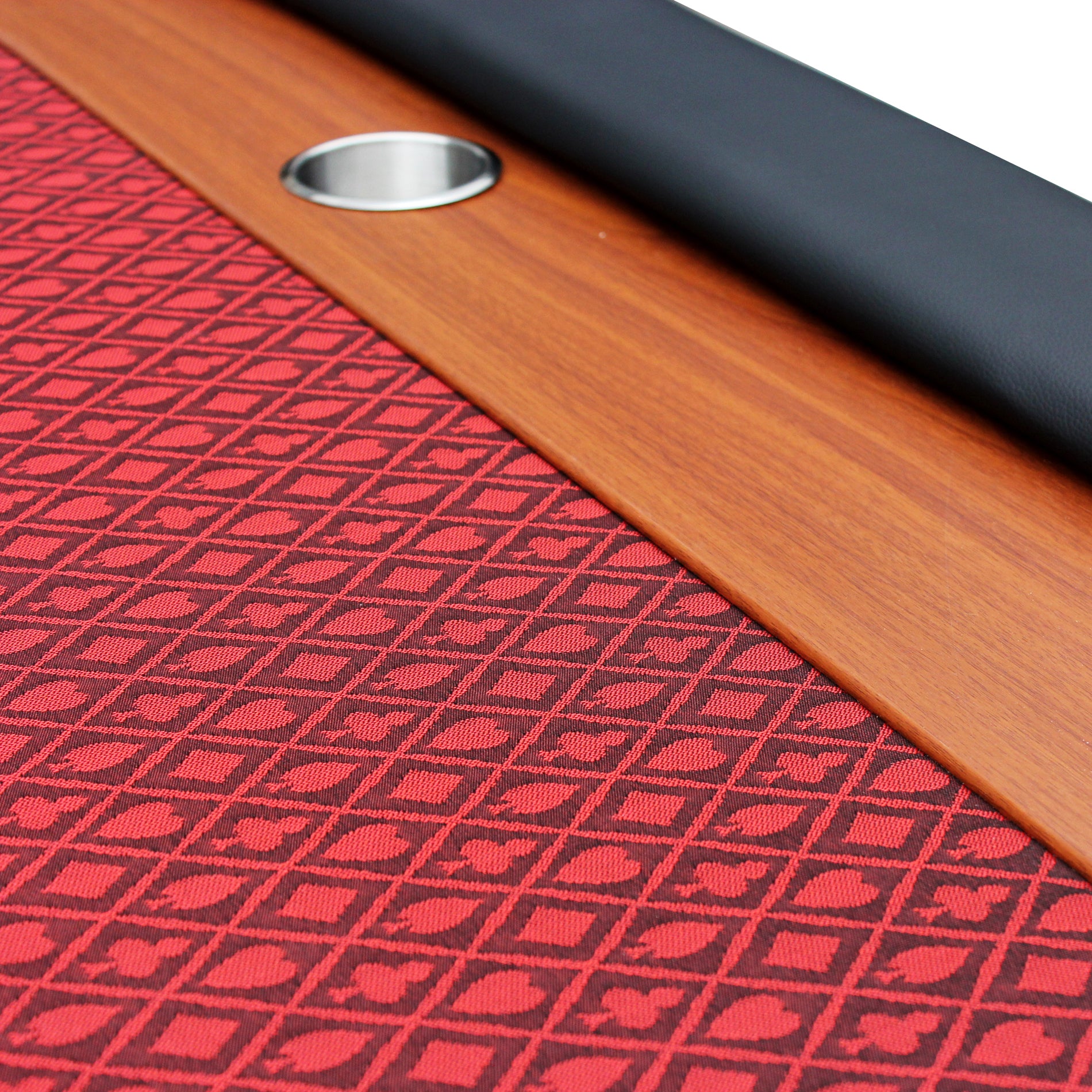 96" 10 Poker Table for 10 Players Casino Games with Speed Cloth Felt Pedestal Base Cup Holders Red