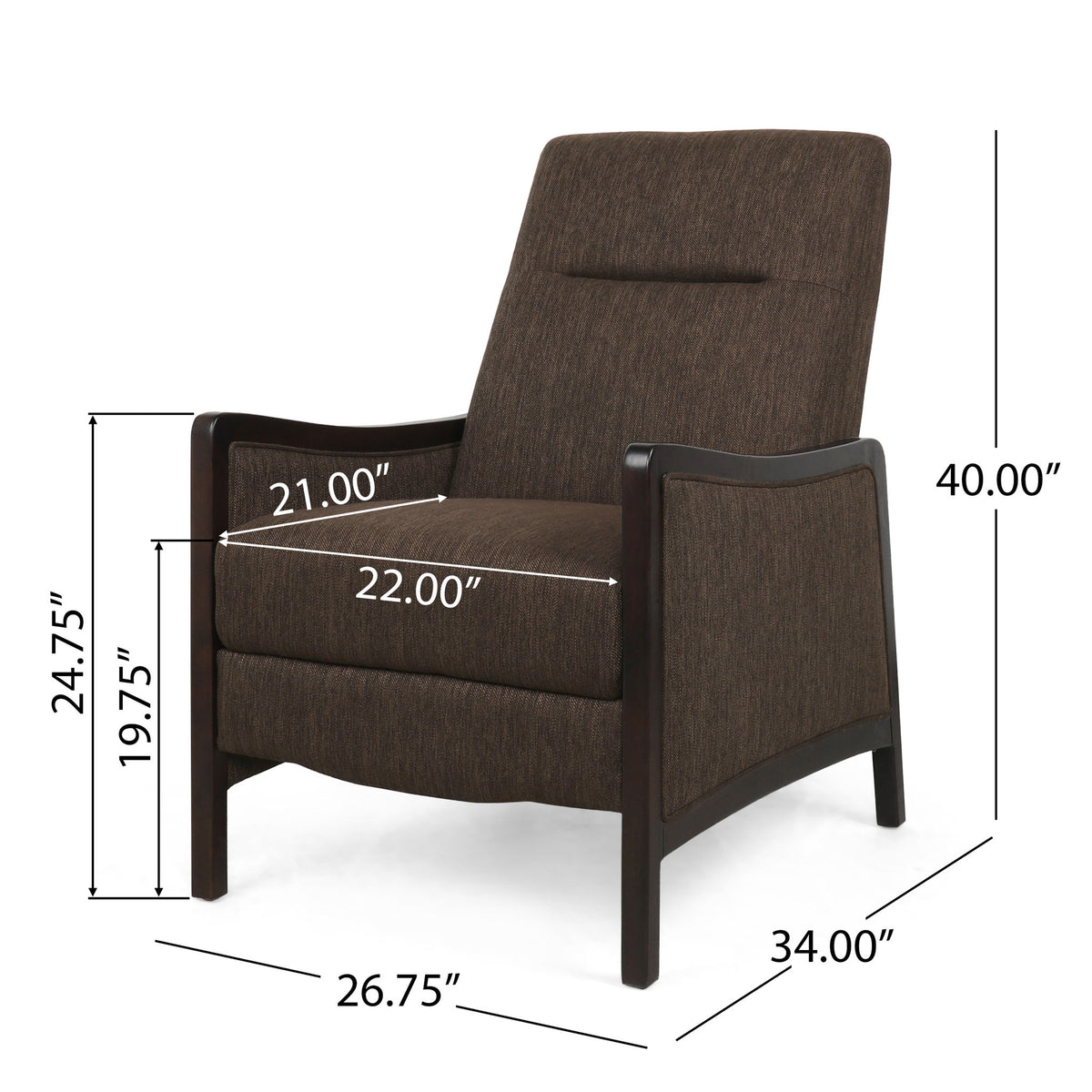 Drury - Contemporary Fabric Upholstered Pushback Recliner - Brown
