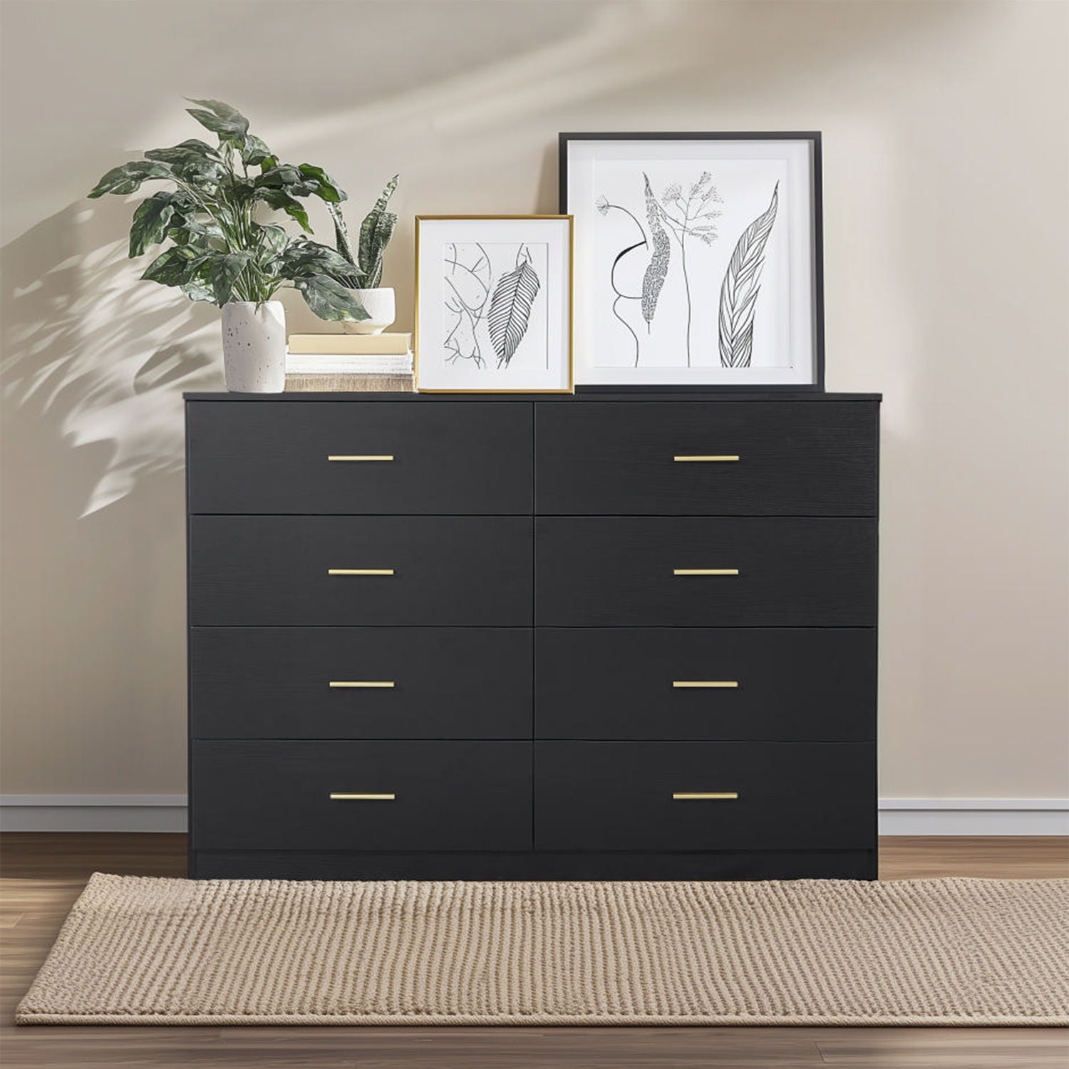 Modern Drawer Dresser For Bedroom, Ample Storage Wide Chest Of Drawers
