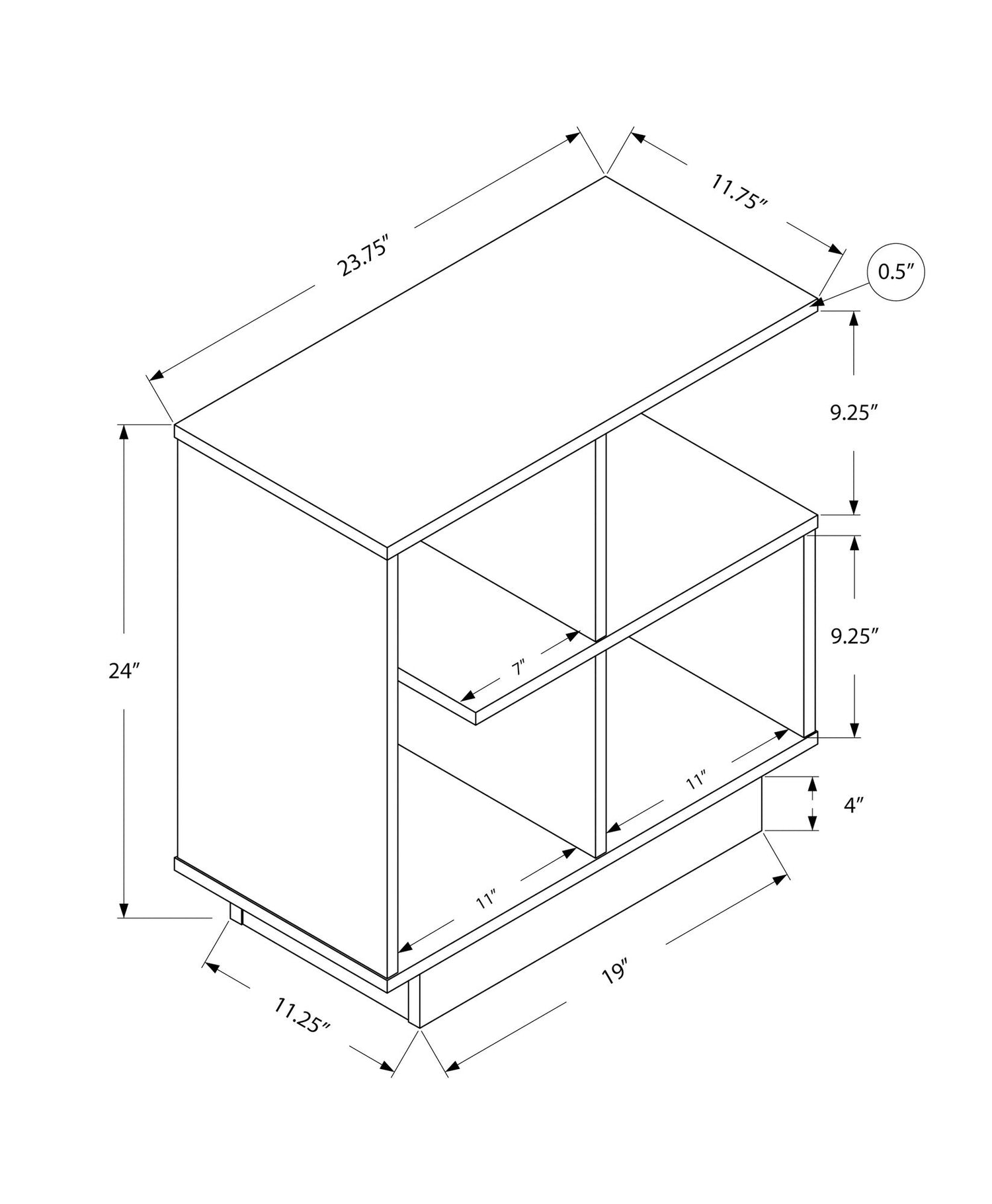 Accent Side Table, Narrow, Small, 3 Tier, Contemporary & Modern