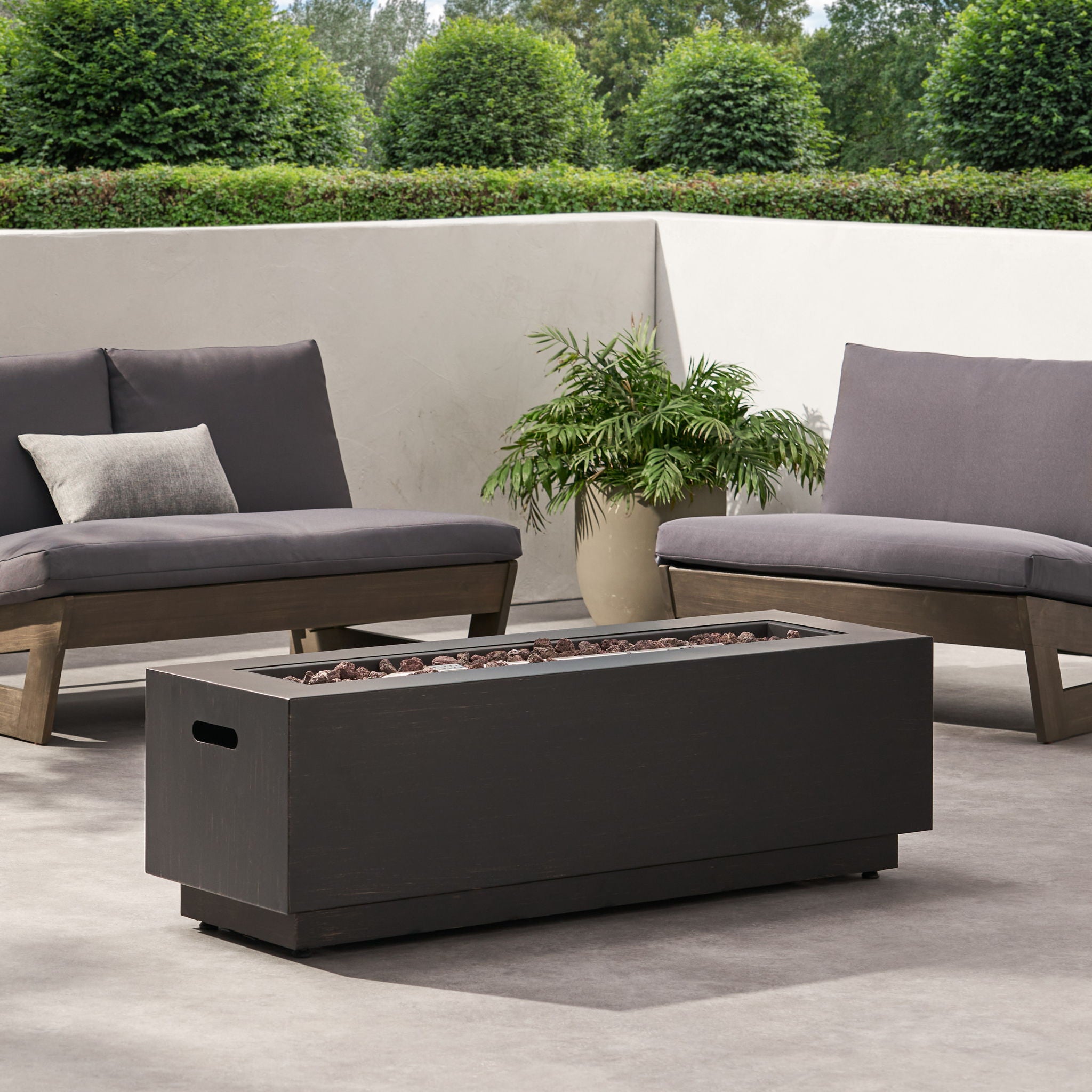 Modern Outdoor Iron Propane Fire Pit, 50, 000 Btu, Sleek Design - Brown / Gold