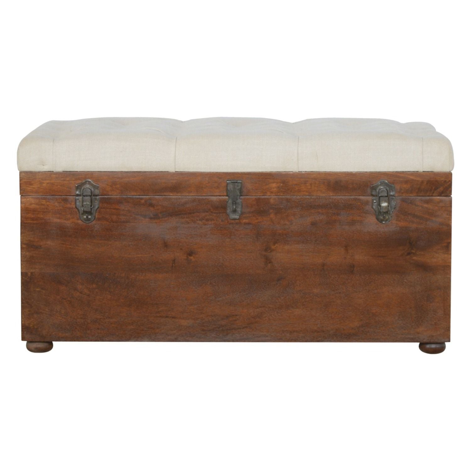 Linen Storage Trunk - Chestnut / White Linen