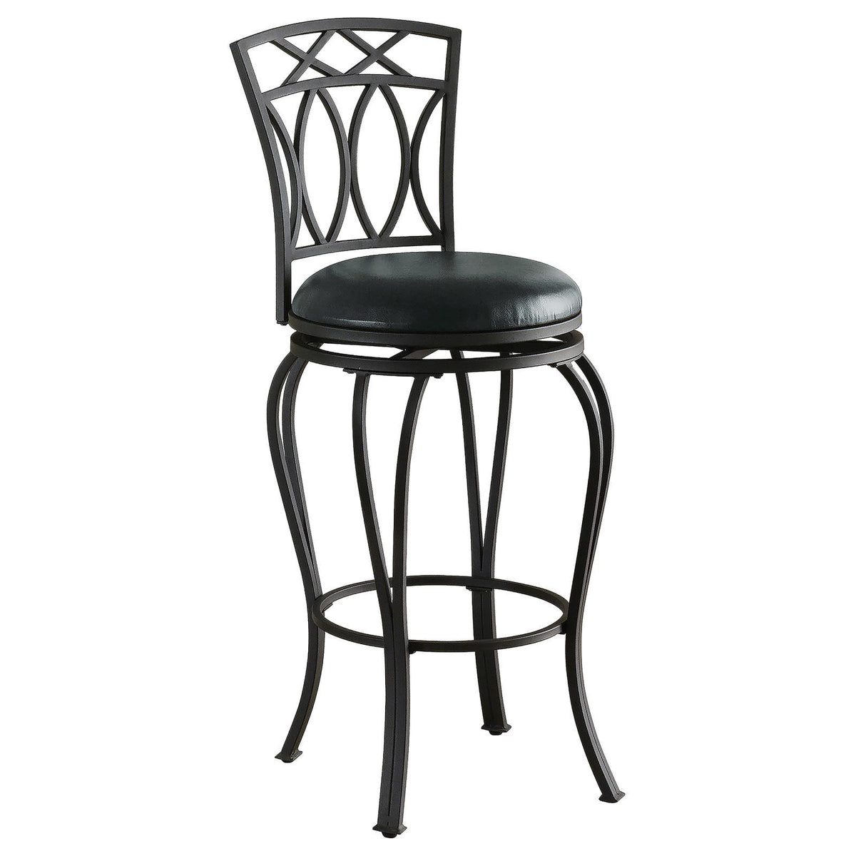 Swivel Bar Stool With Upholstered Seat - Black