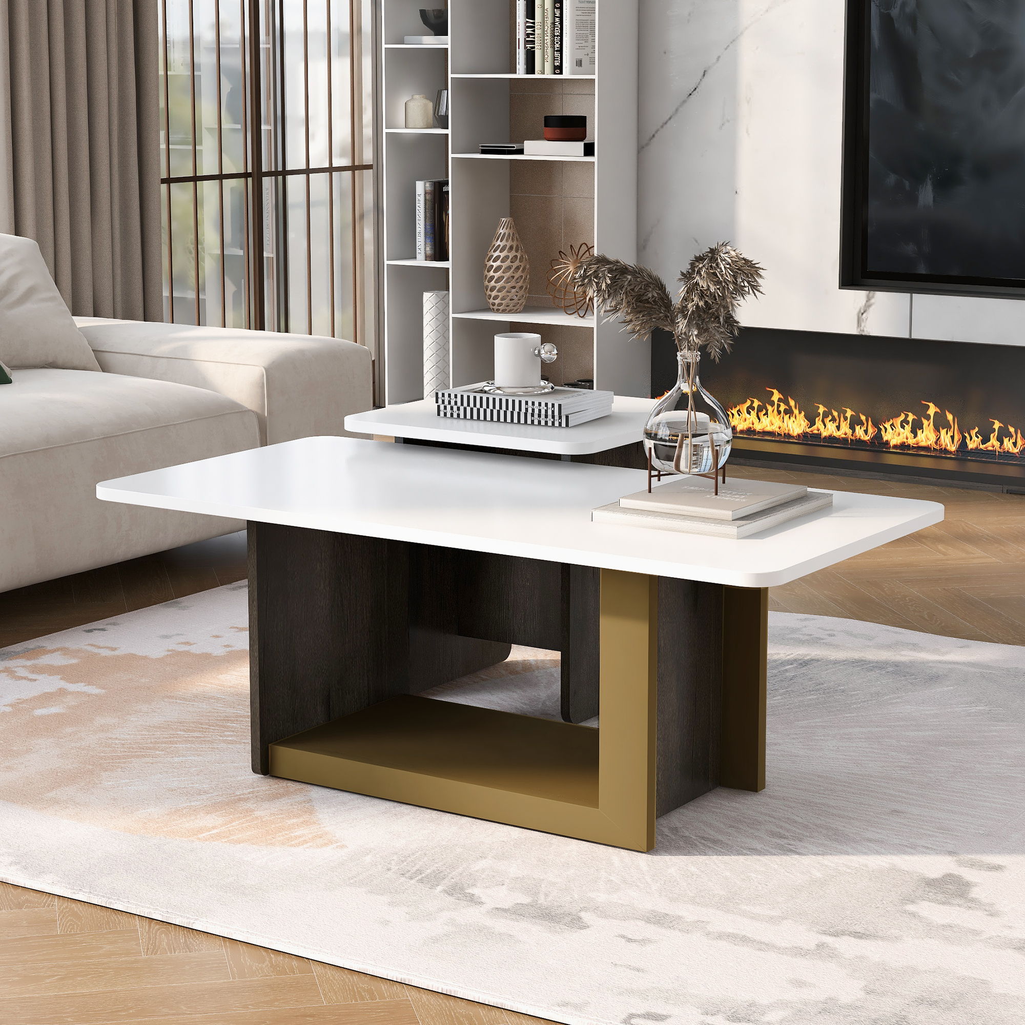 Small Square Coffee Table With End Table (Set of 2)