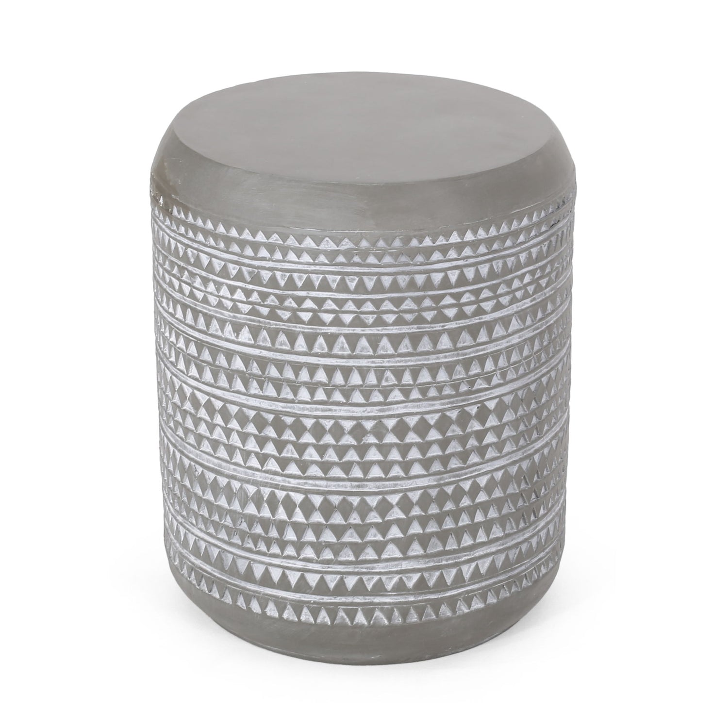 Outdoor Side Table With Cylindrical Shape - White