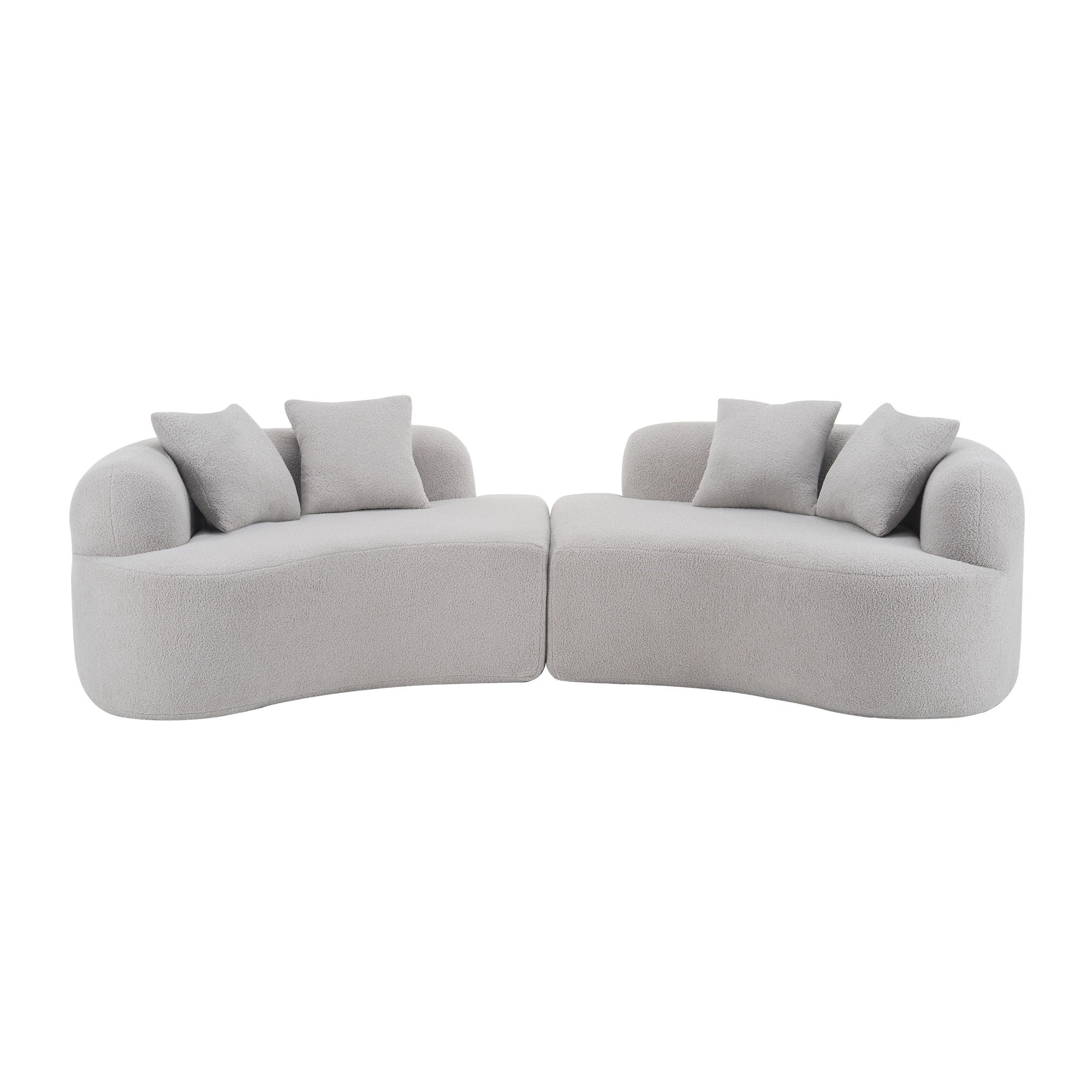 Curved 4 Seater Sofa For Small Spaces - Gray