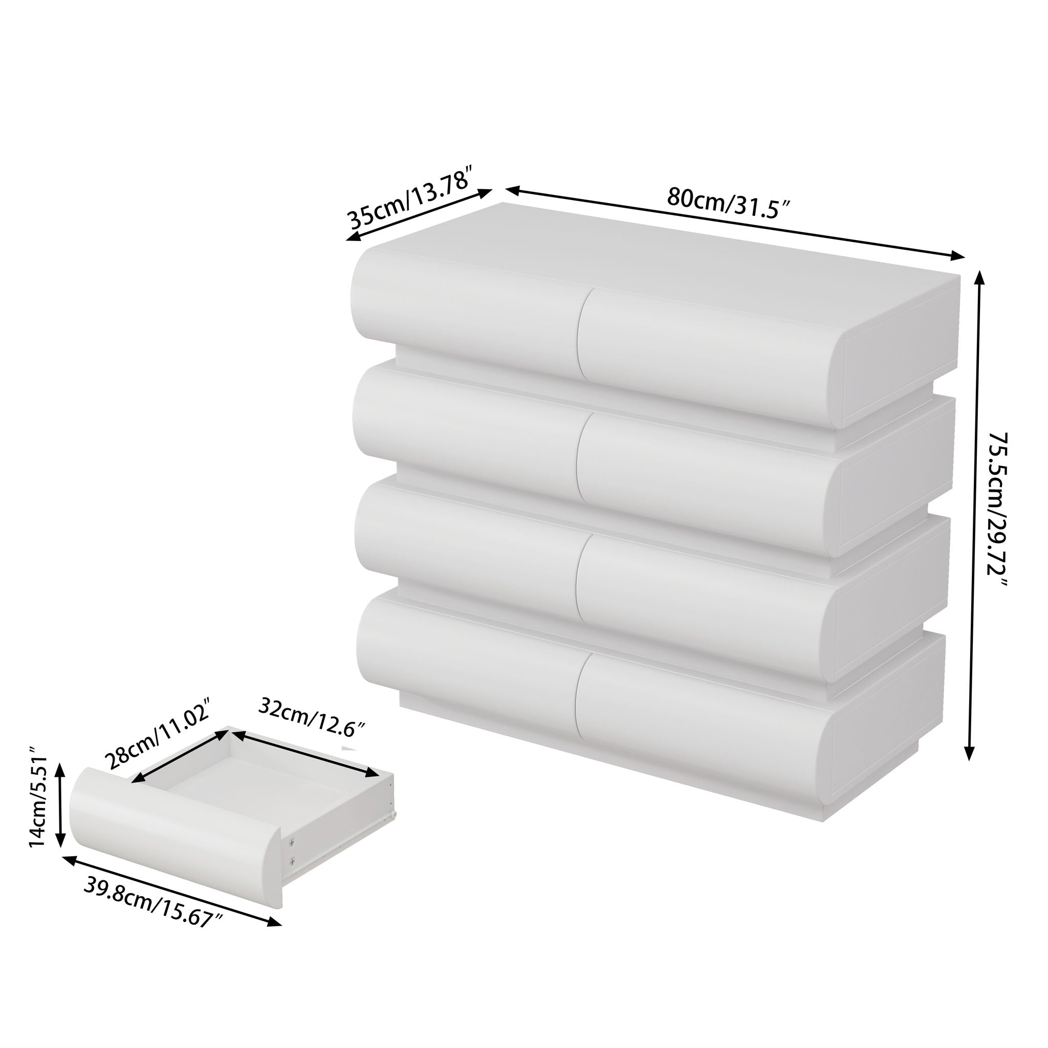 Minimalist Handle Less 8 Drawer Dresser With Wide Storage